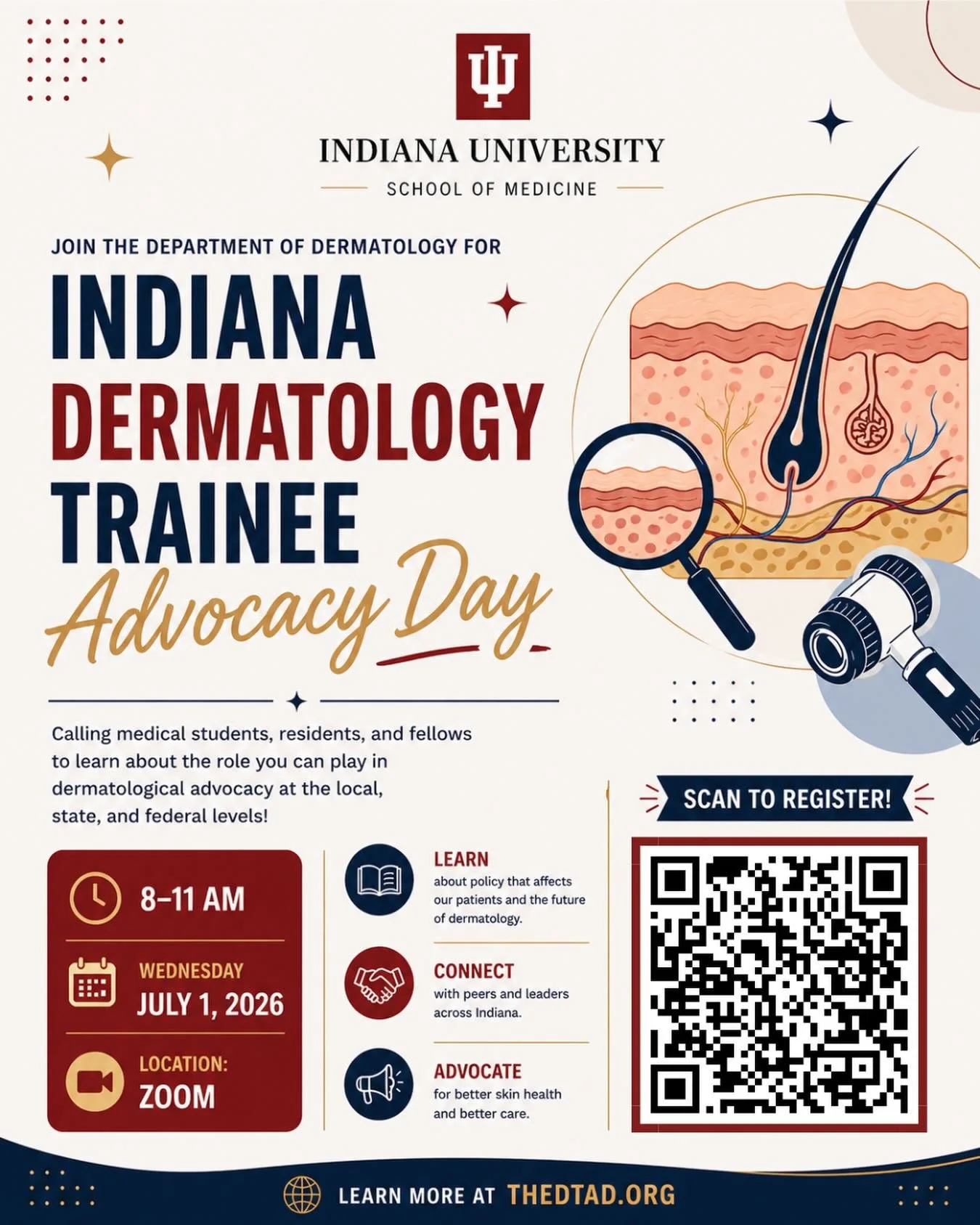 Registration is LIVE for INDTAD 2026! 🎉 Join us on July 1st for a morning of advocacy, expert-led sessions, and meaningful conversations shaping the future of dermatologic care.

Please use QR code or link to register - we hope to see you there! htt