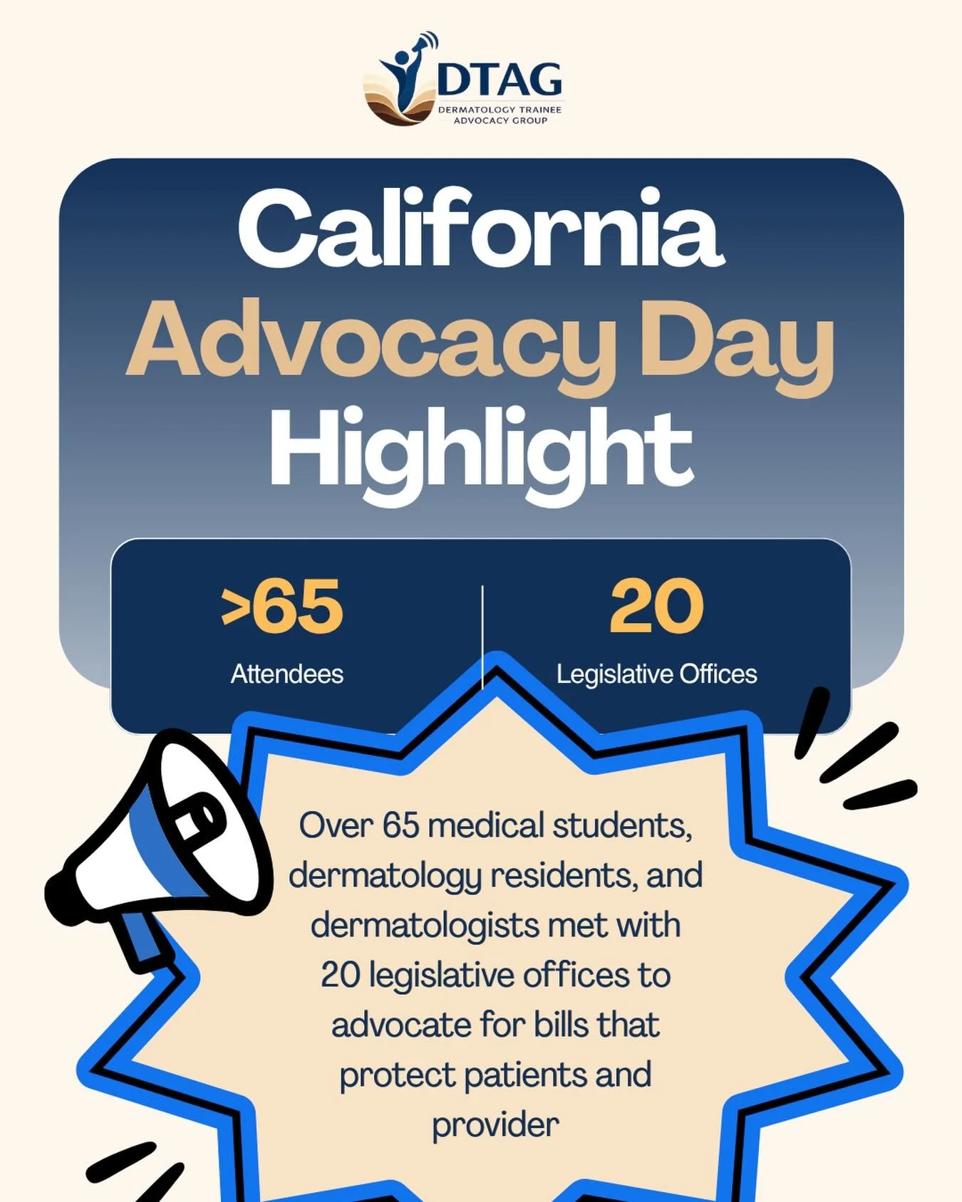 Highlights from California Advocacy Day last week! 👏🩺 65+ amazing attendees met with legislative offices to advocate for bills that protect patients, providers, and the future of dermatology! #DTAG #AdvocacyDay #DermatologyAdvocacy
