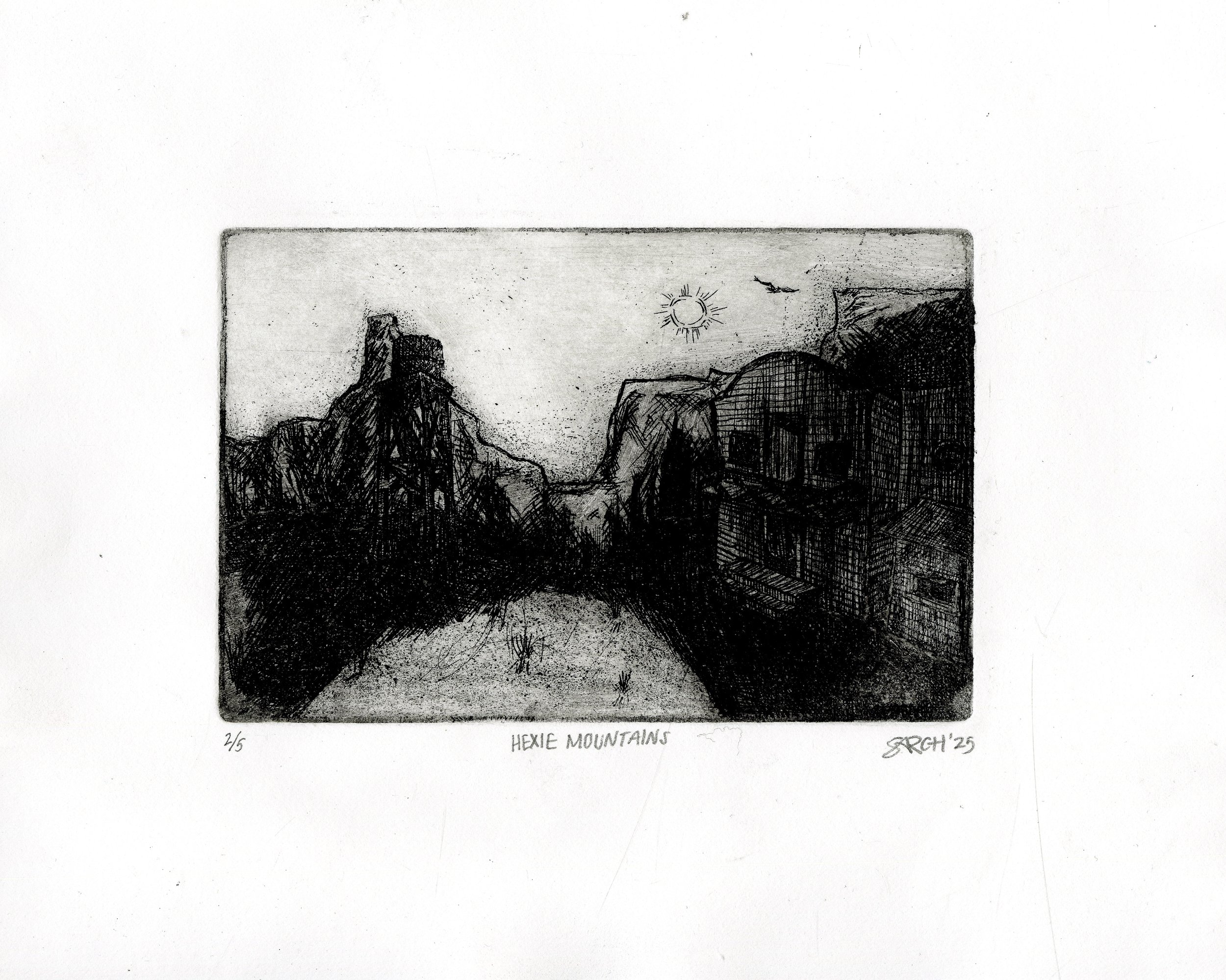 HEXIE MOUNTAINS - etching