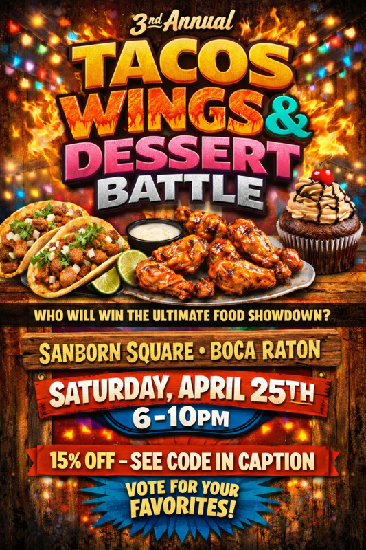 3rd Annual Florida Tacos, Wings &amp; Dessert Battle