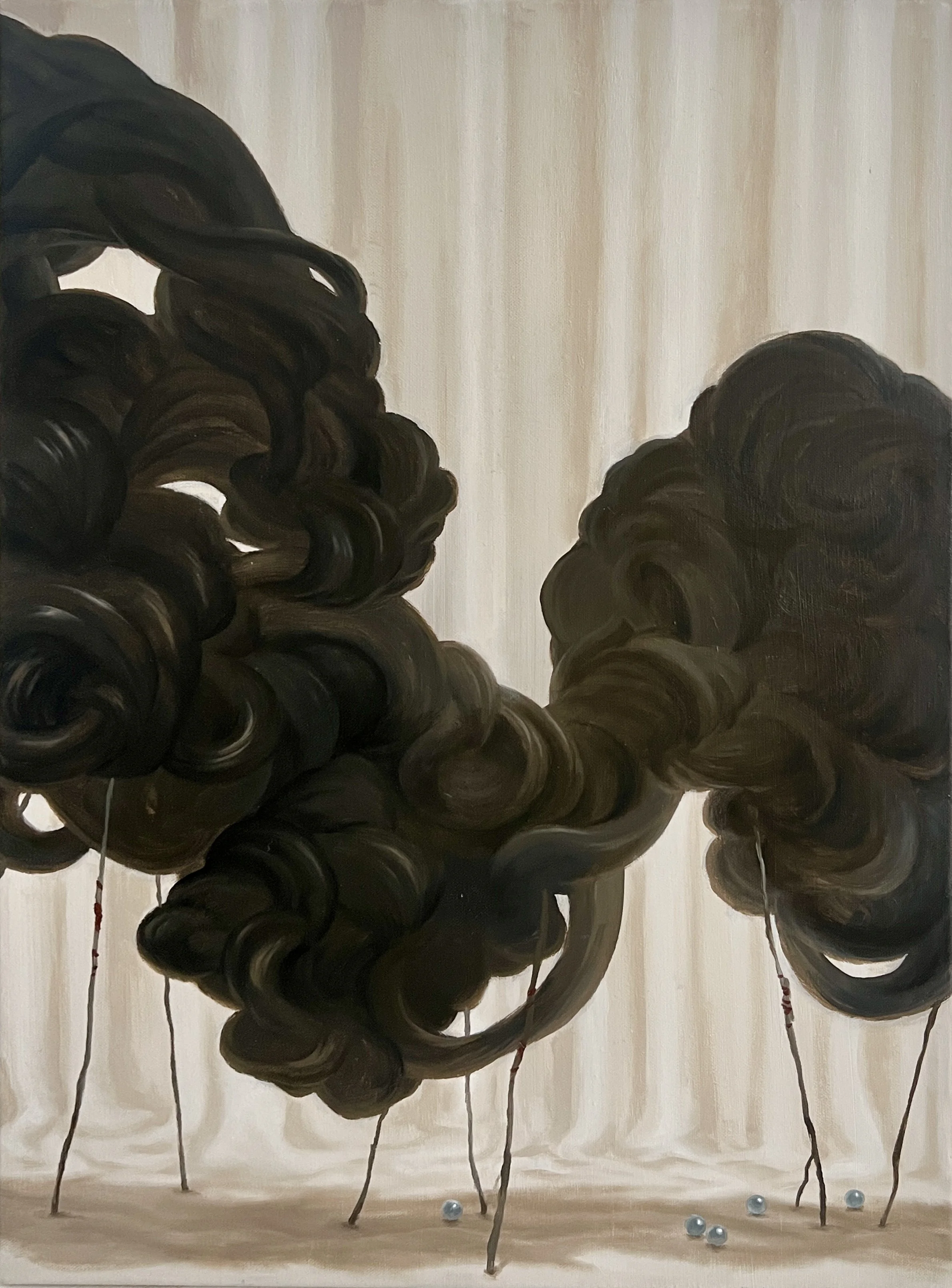 Yujoo Hong, Ce qui tremble dans le silence, 2024, 55 x 41 cm, huile sur toile