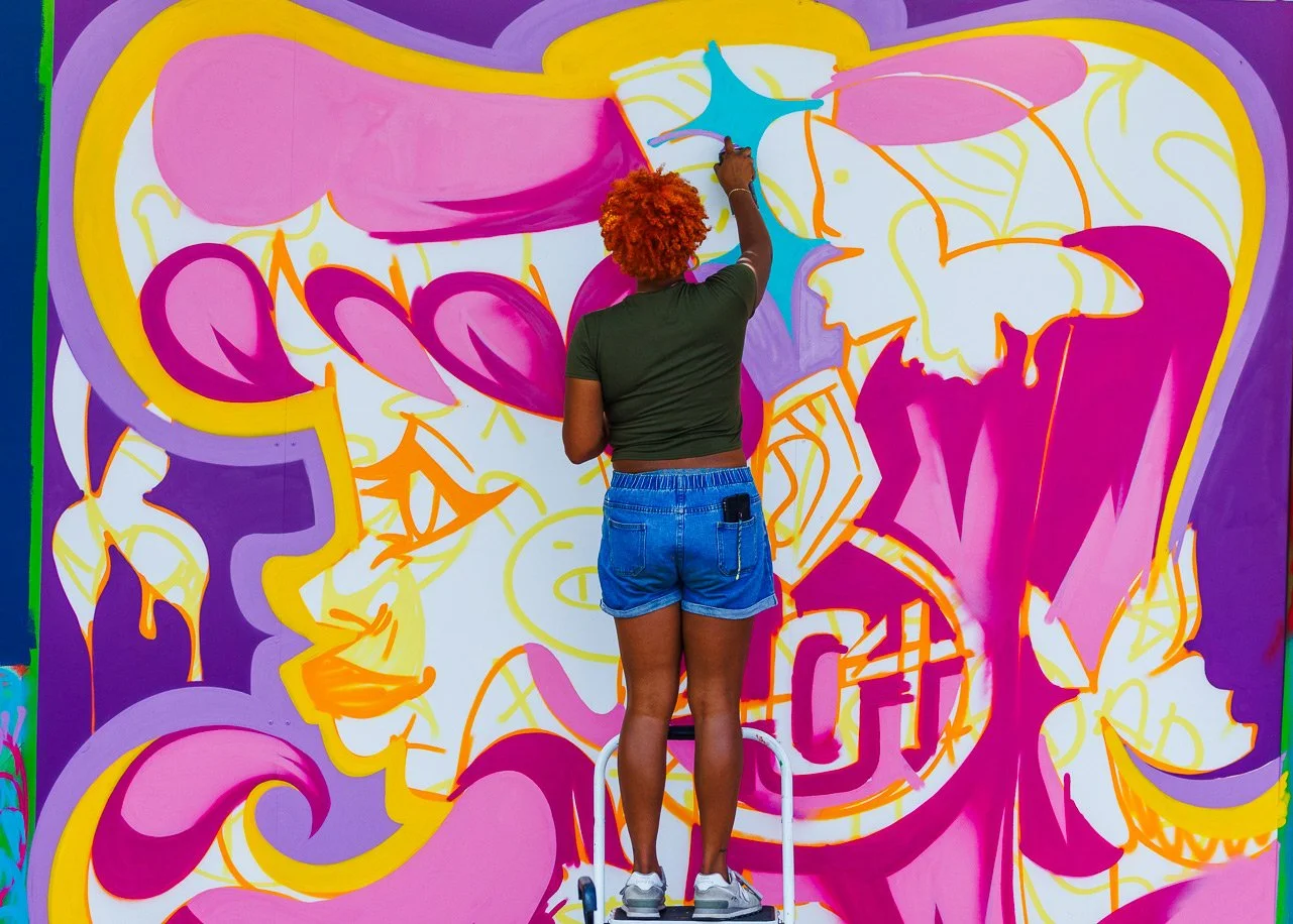 Contemporary mural installation at The Art Yard at ABV Gallery in Atlanta.