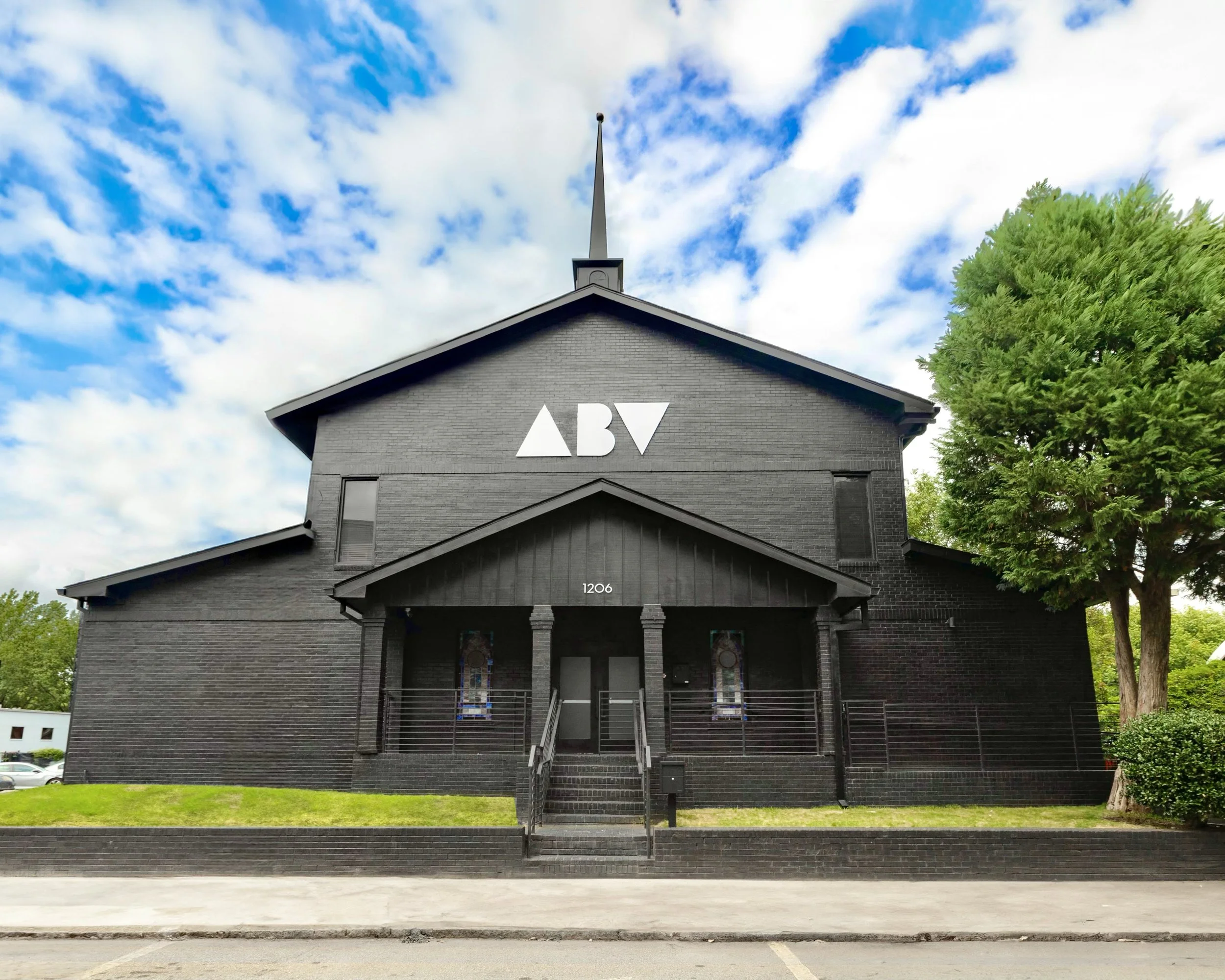 Exterior of ABV Gallery in East Atlanta Village, a contemporary art gallery founded by artist Greg Mike.