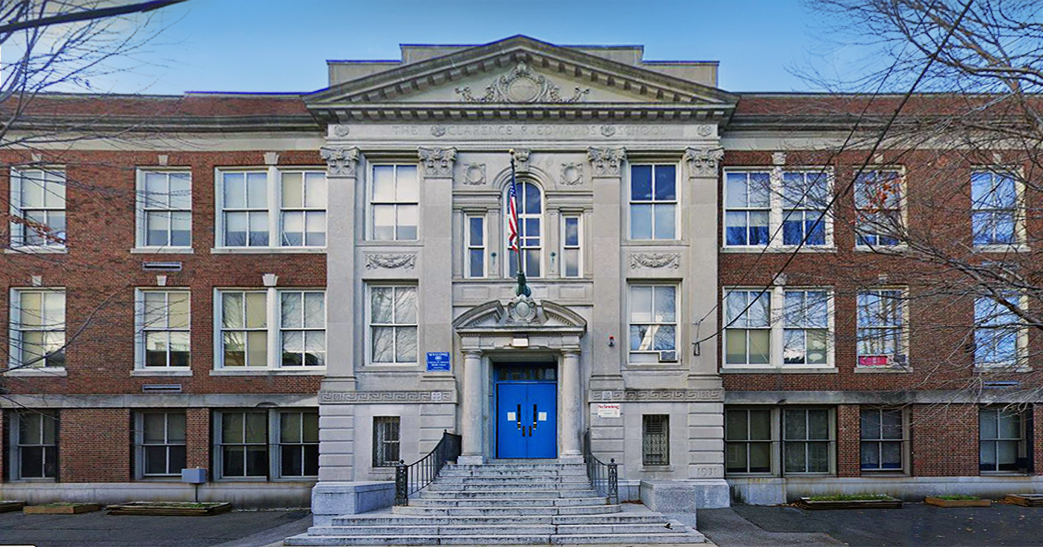 Front Elevation of the Existing Clarence R. Edwards School