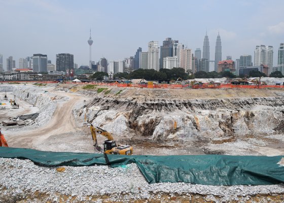 Civil works are underway at Tun-Razak Exchange, in Kuala Lumpur.