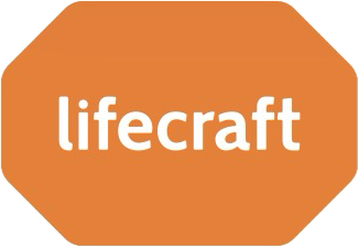 Orange tag with white text that says 'Lifecraft'