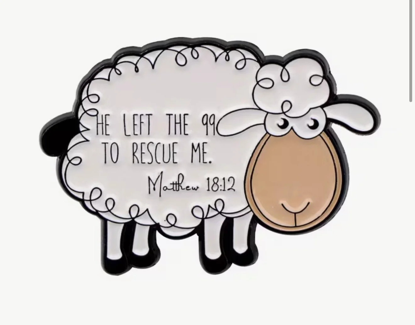 Cartoon sheep with a speech bubble that says, "He left the 99 to rescue me. Matthew 18:12." Mental Health (Anchored Thoughts)