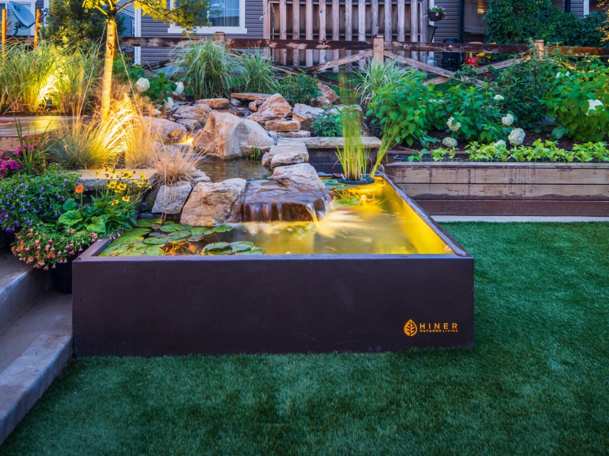 Artificial turf and pond in Castle Pines, CO