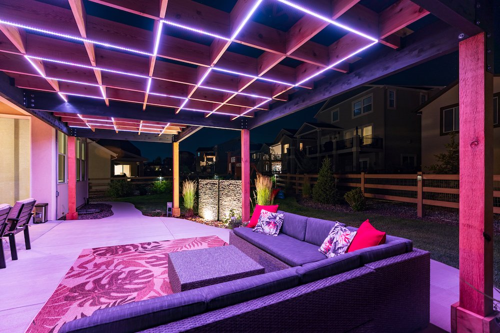 Outdoor lighting and pergola in Castle Rock, CO