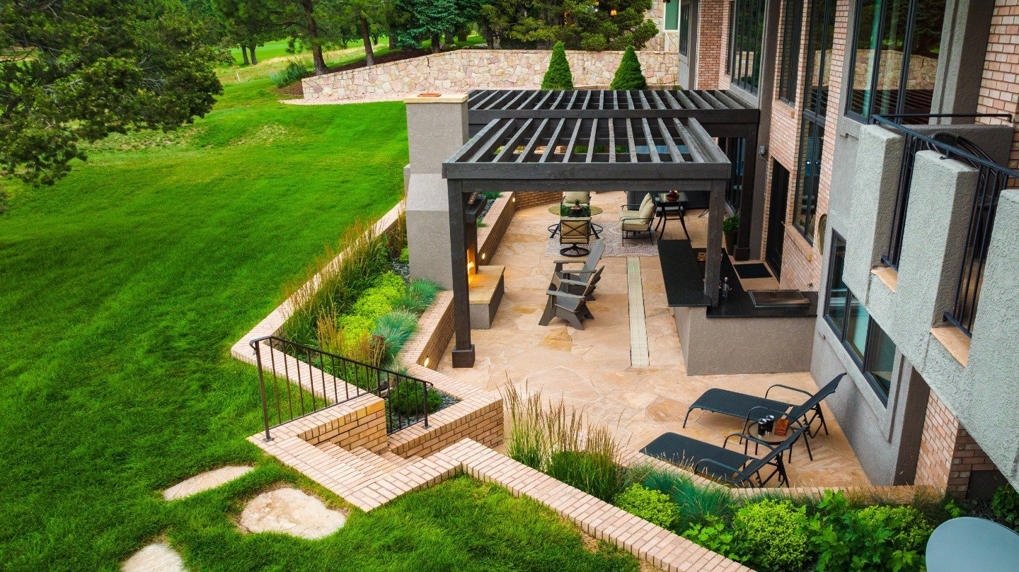 Landscape design with pergola and patio in Colorado Springs, CO