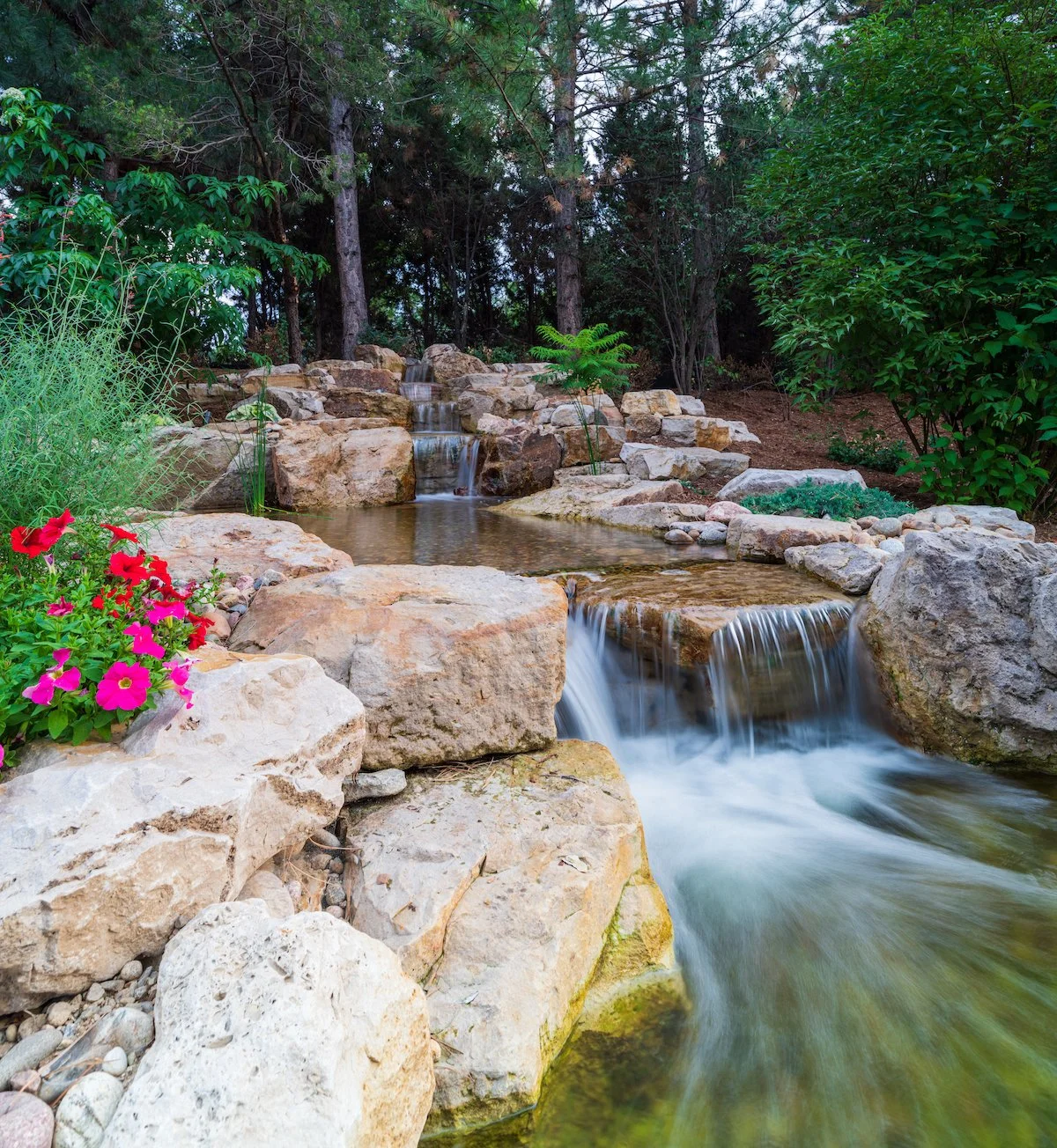 Landscape design with pond in Colorado Springs, CO