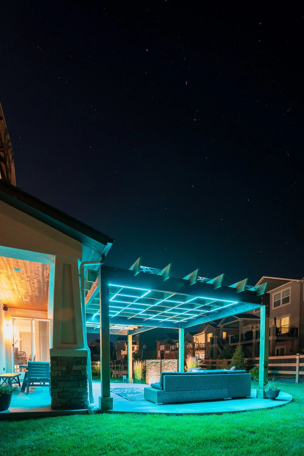 Landscape design with pergola in Briargate, CO