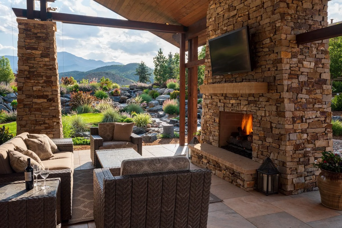 Patio with fire pit in Castle Rock, CO