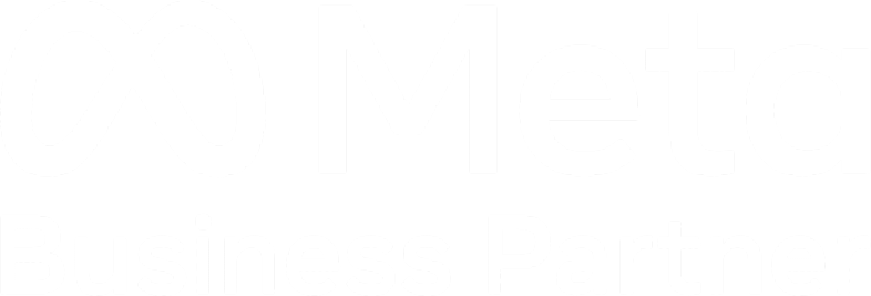 Meta Business Partner logo with a black background, white infinity symbol, and the text 'Meta Business Partner'.
