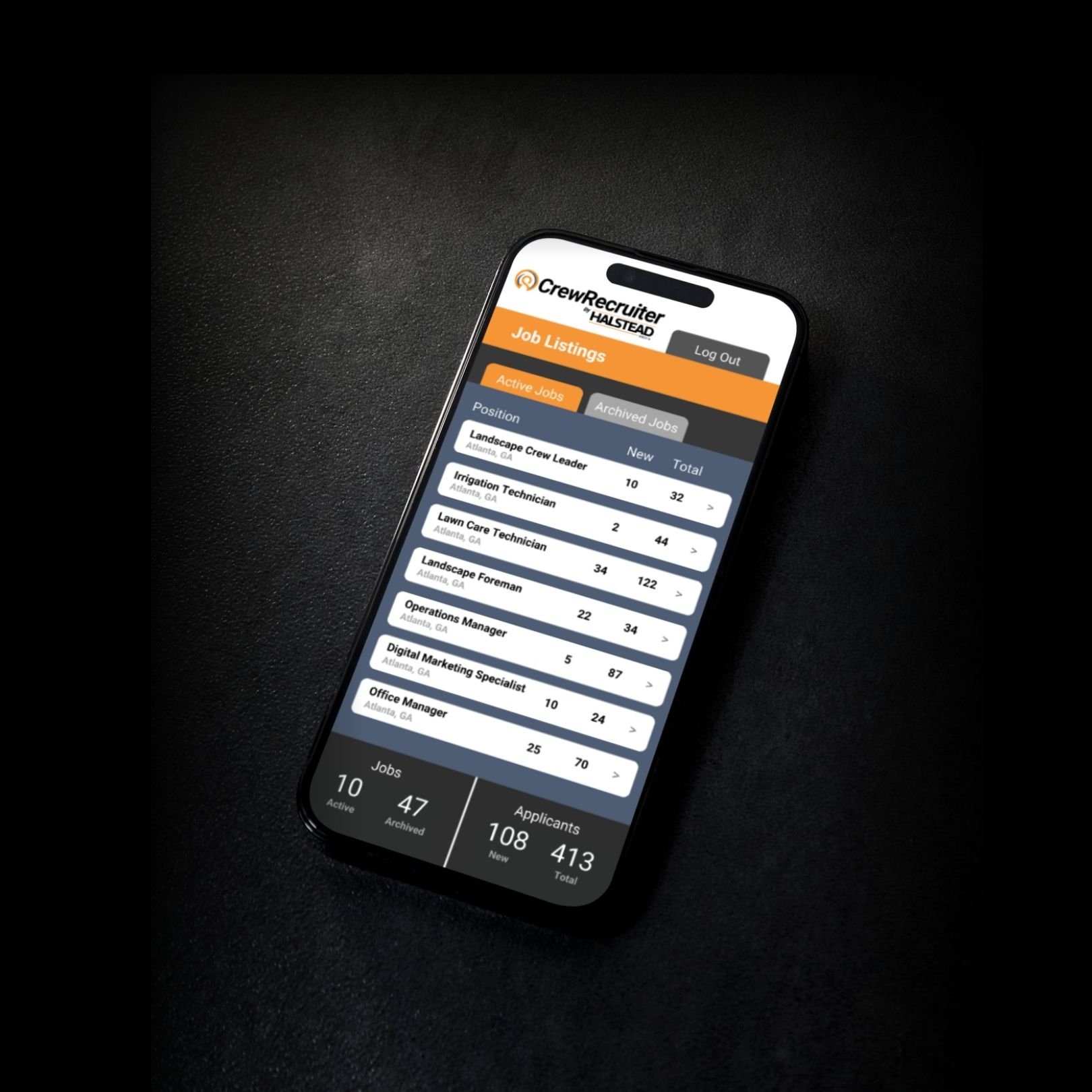 Recruiting pipeline dashboard for landscape design companies