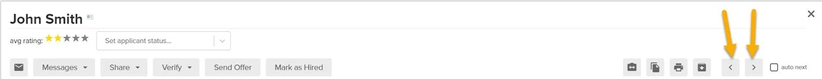 Click through applicants example