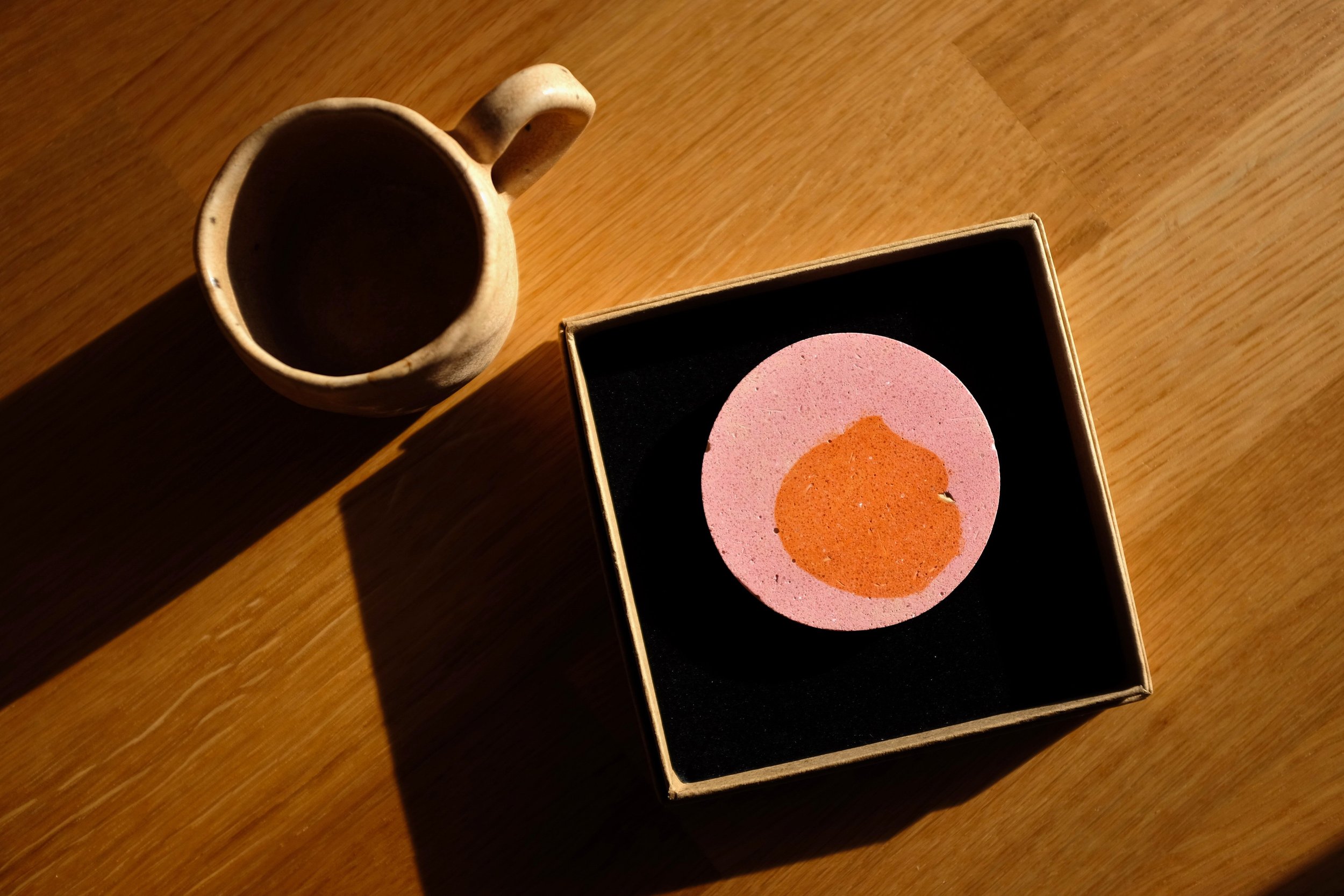 Pink Burnt Orange Espresso Coaster (2).JPG