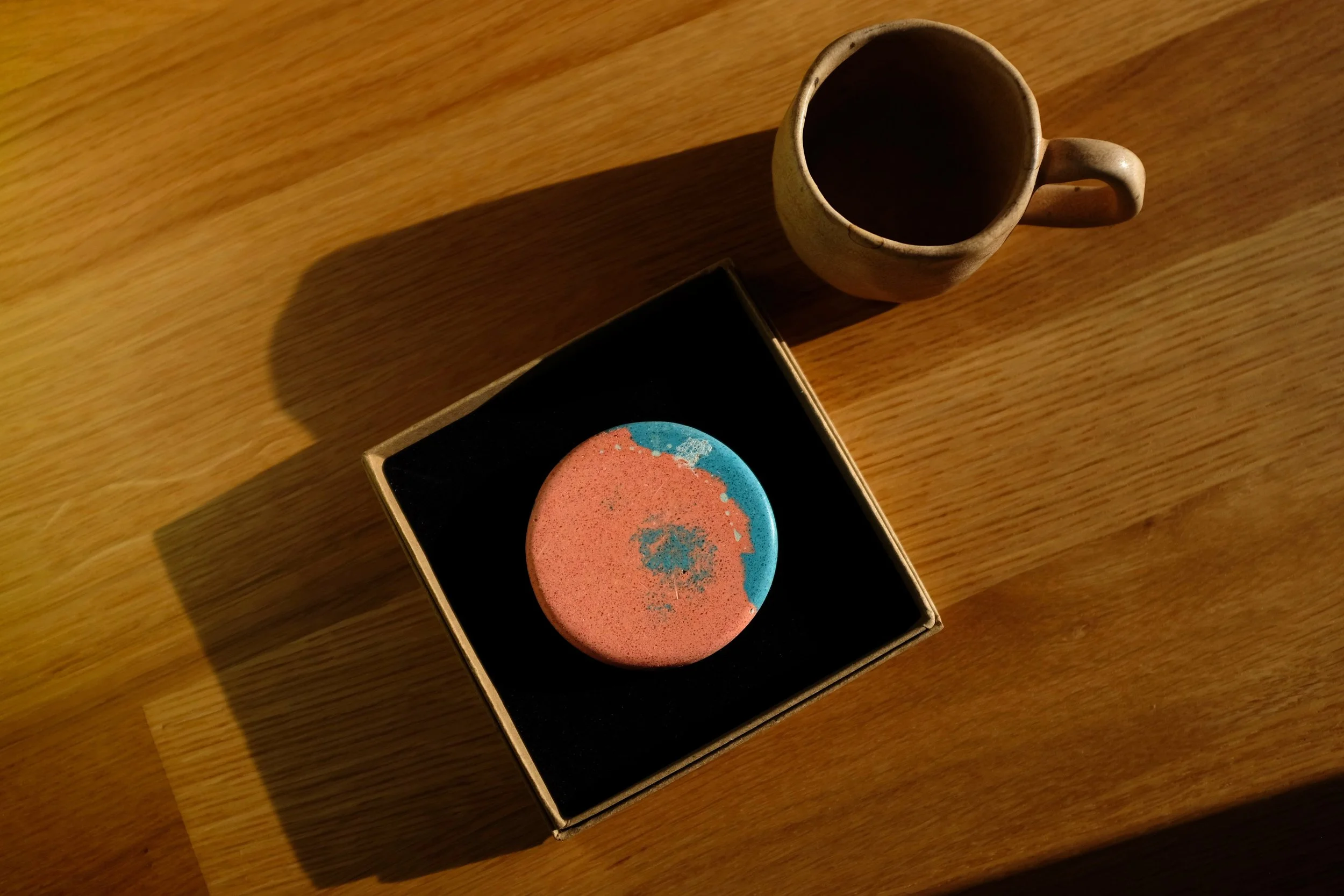 Pink and Blue Splatter Design Espresso Coaster