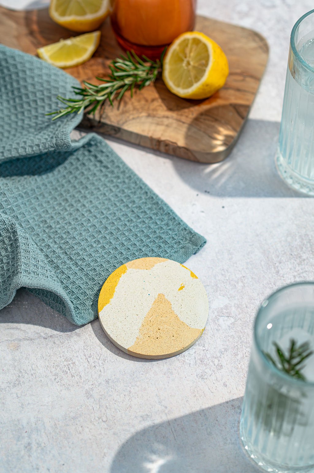 Yellow Beige Jesmonite Drinks Coaster.jpg