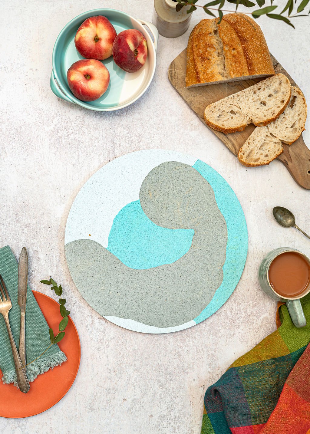 Sky Blue Grey White Placemat by Art for Foodies (2).jpg