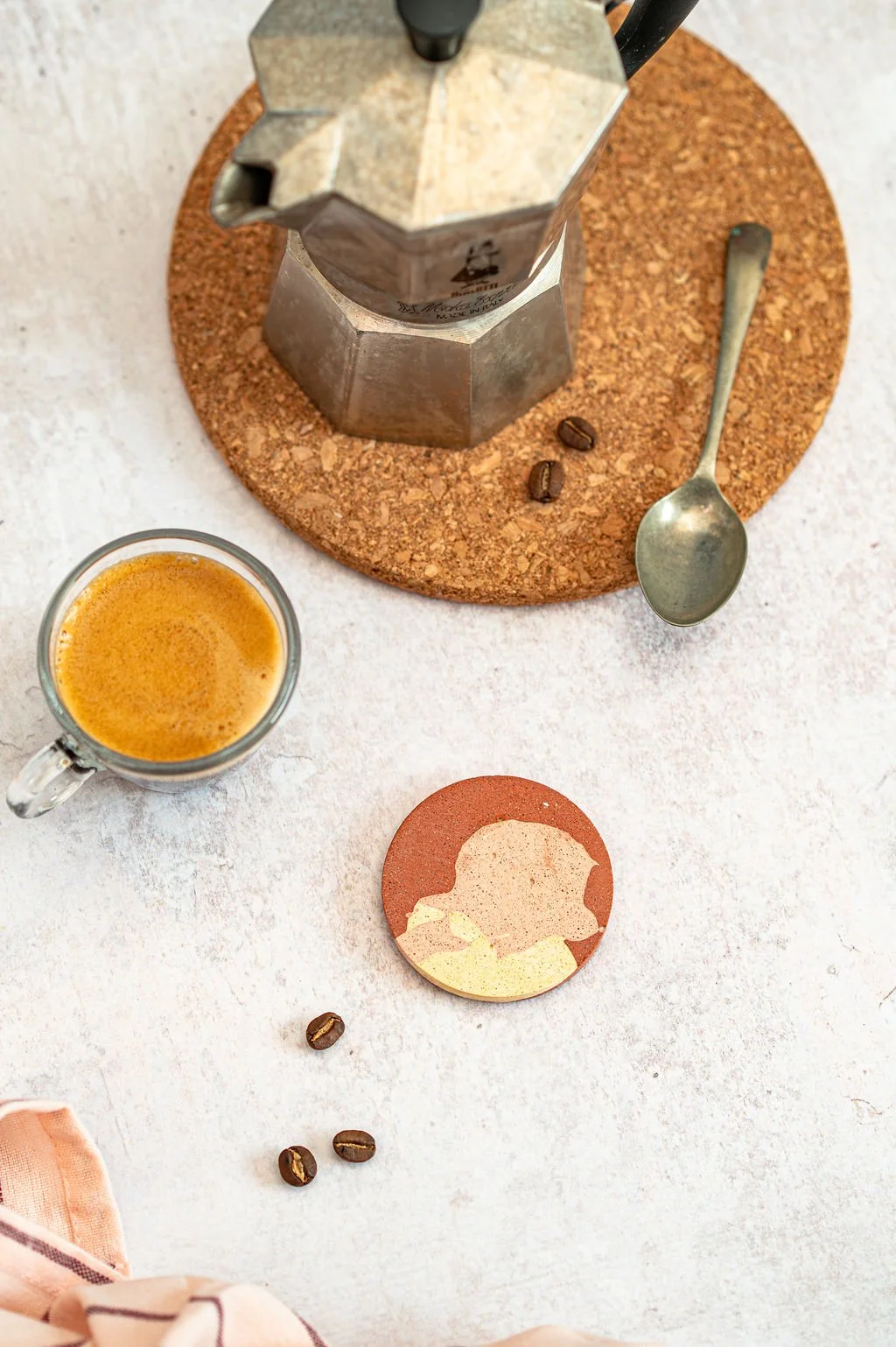 Terracotta Pale Pink Yellow Mini Espresso Coaster.jpg