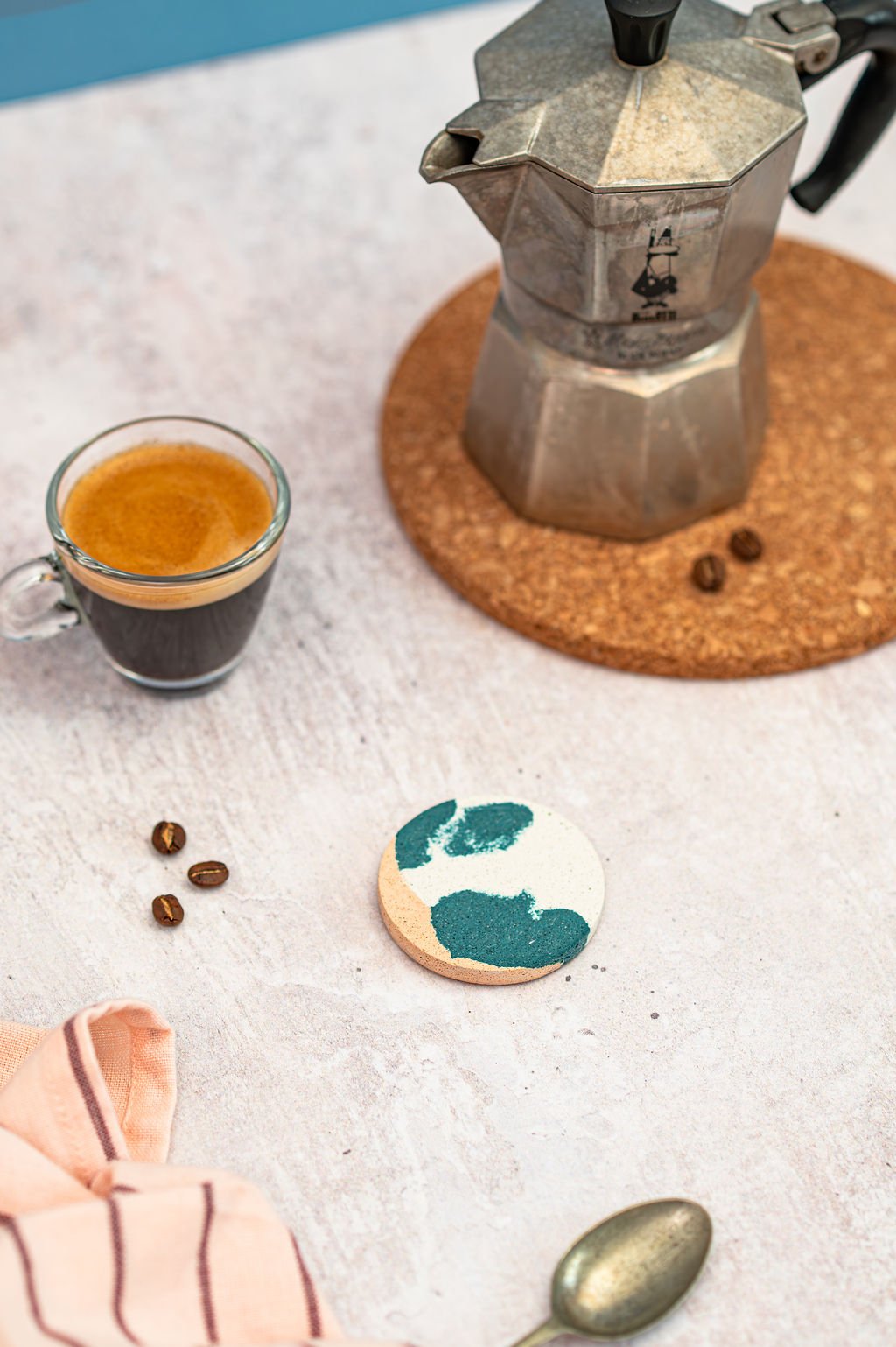 Eucalyptus Ivory and Pink Mini Espresso Coaster.jpg