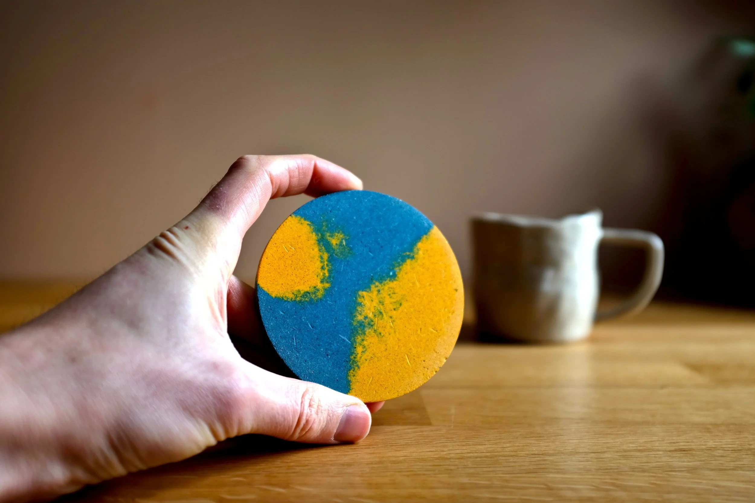 Blue & Yellow Drinks Coaster by Art for Foodies (1).JPG