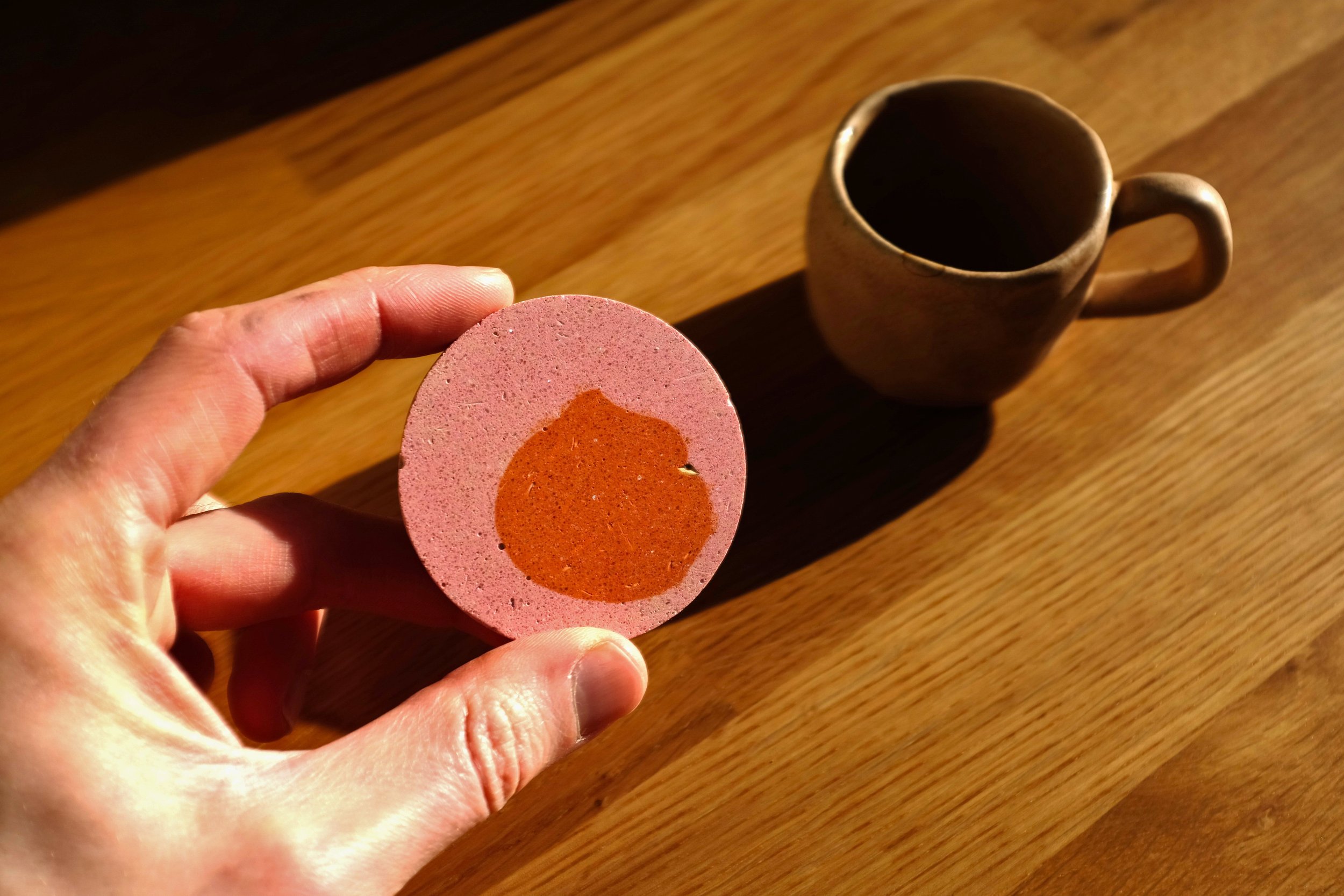 Pink Burnt Orange Espresso Coaster (3).JPG