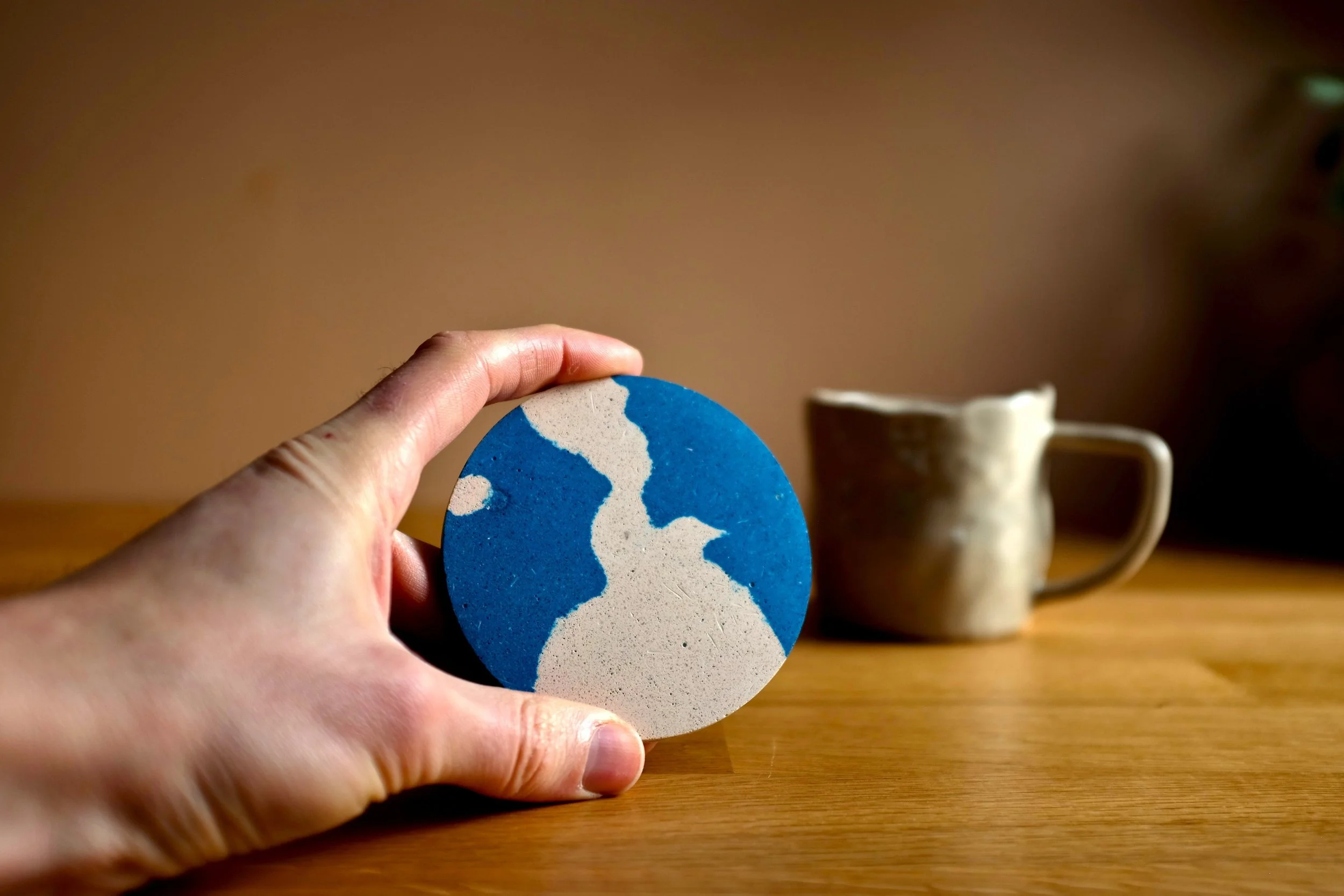 Deep Blue Beige Drinks Coaster (1).JPG