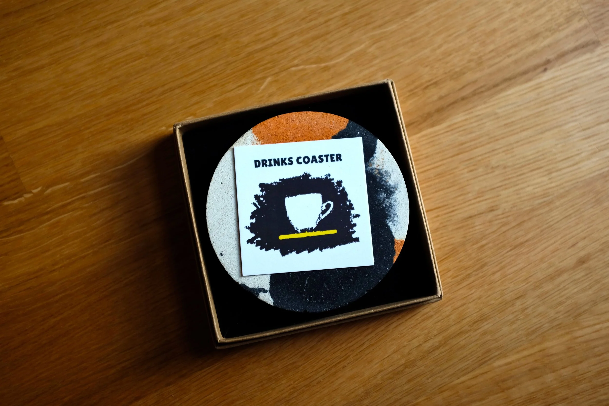 Black, Ivory & Burnt Orange Drinks Coaster (1).JPG