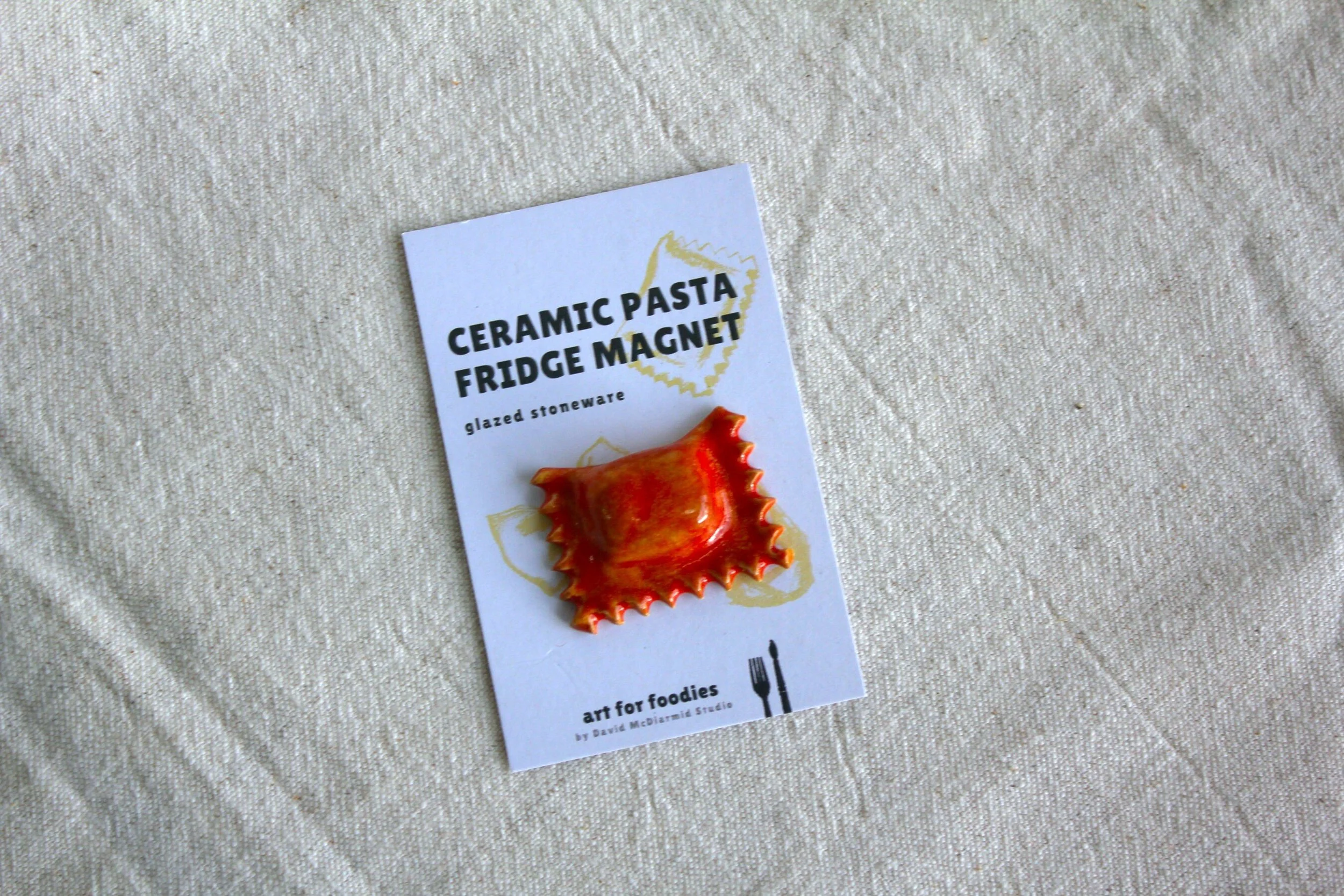 Ravioli Ceramic Pasta Fridge Magnet in Tomato Sugo Glaze — David ...
