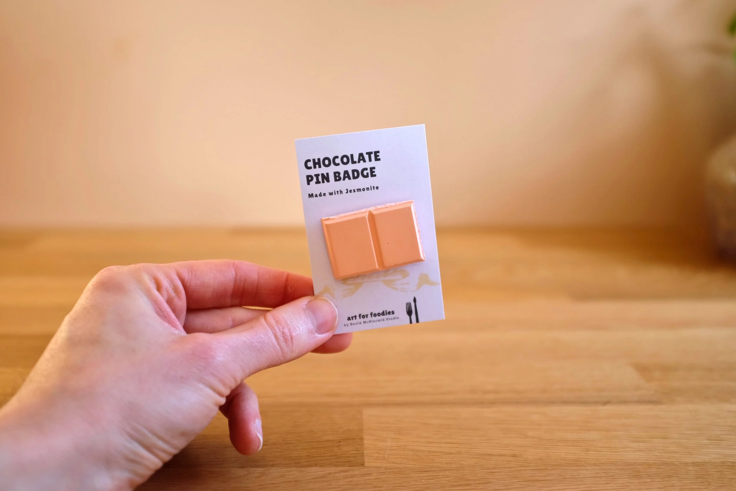 Double Ruby Chocolate Pin Badge by Art for Foodies.JPG