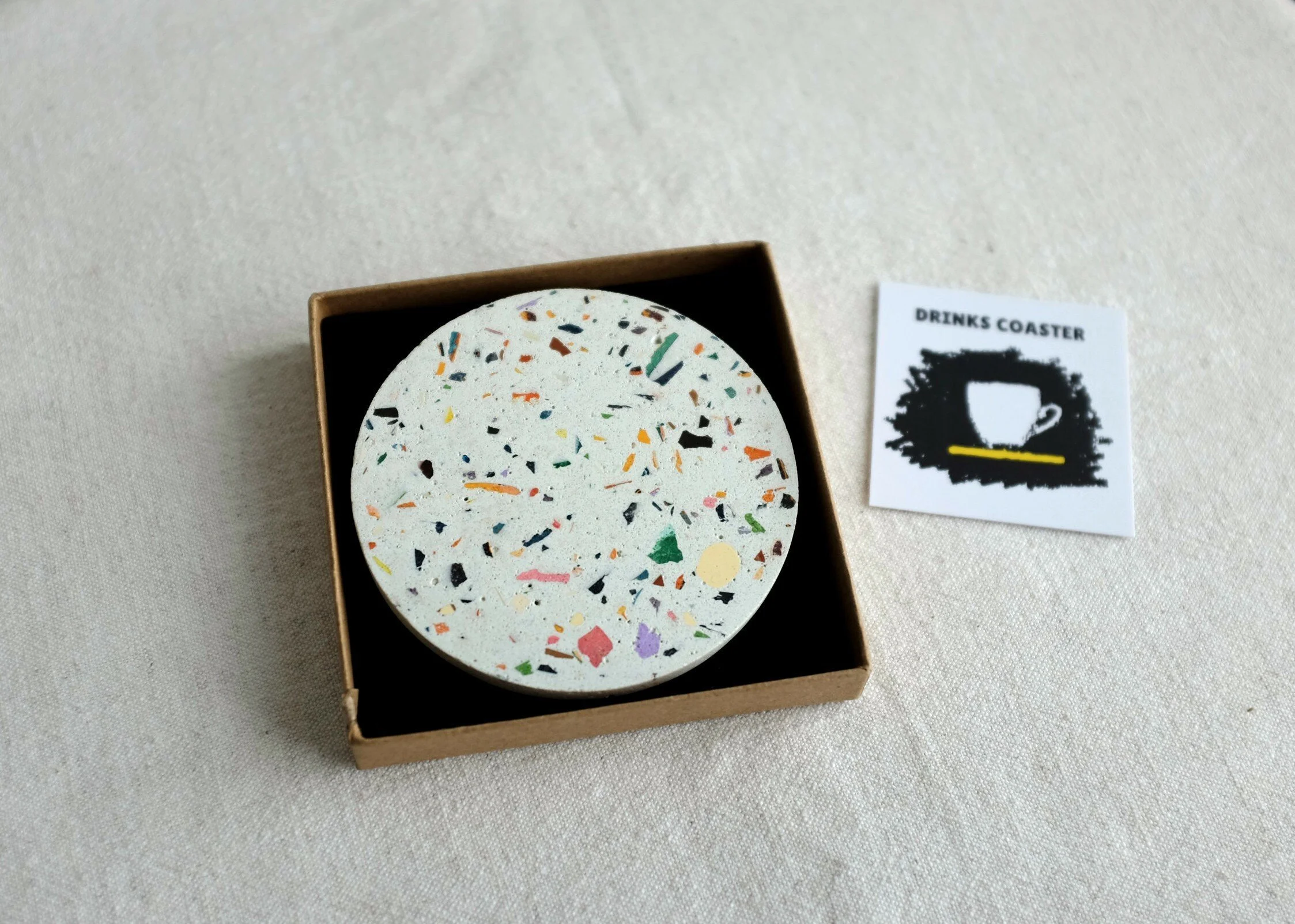 Handcrafted drinks coaster with a bespoke terrazzo design for your teas ...
