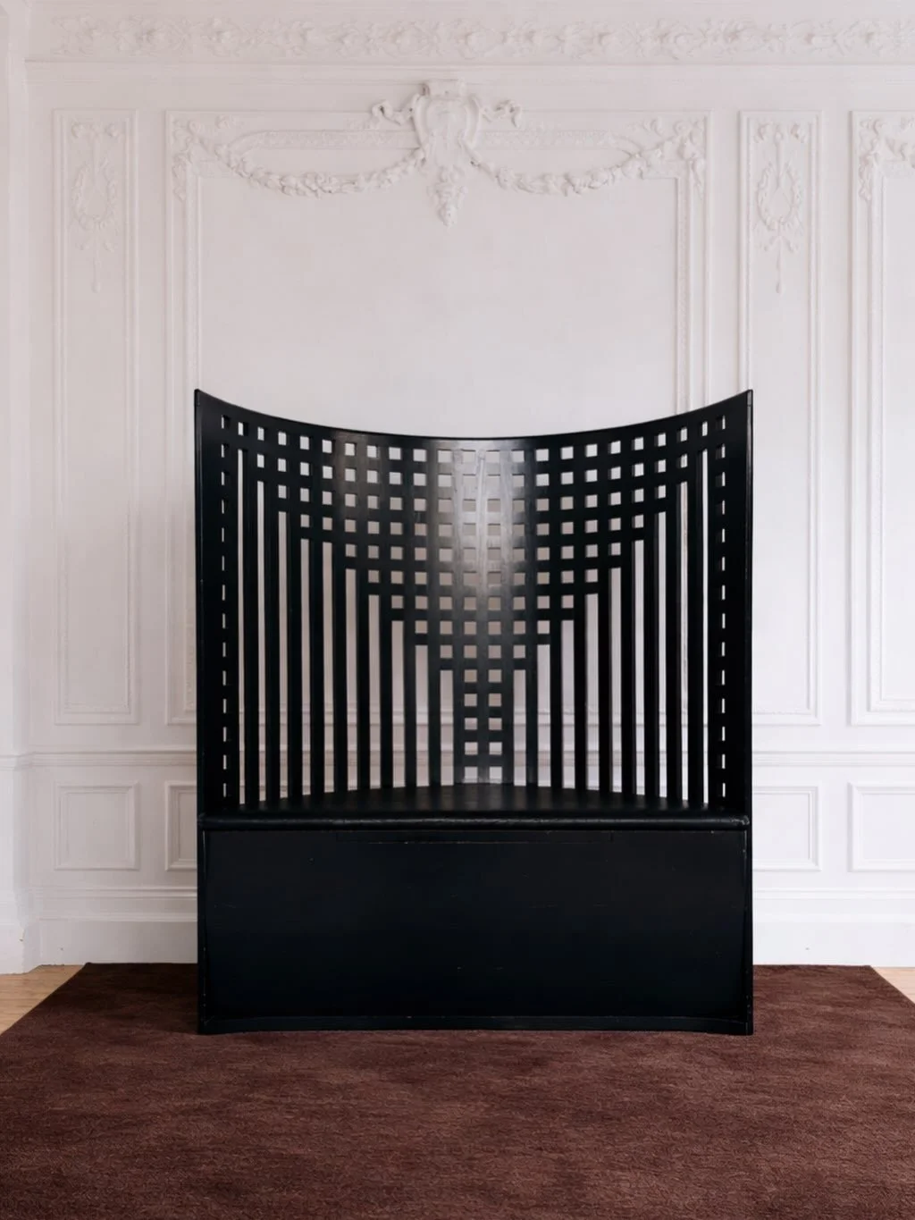 A considered edit of chairs, selected for their sculptural presence. 
Drawn from different eras, each piece defined by form, proportion and material:

Willow bench by Charles Rennie Mackintosh 
Pat conley by Philippe stark 
Chrome frame and natural w