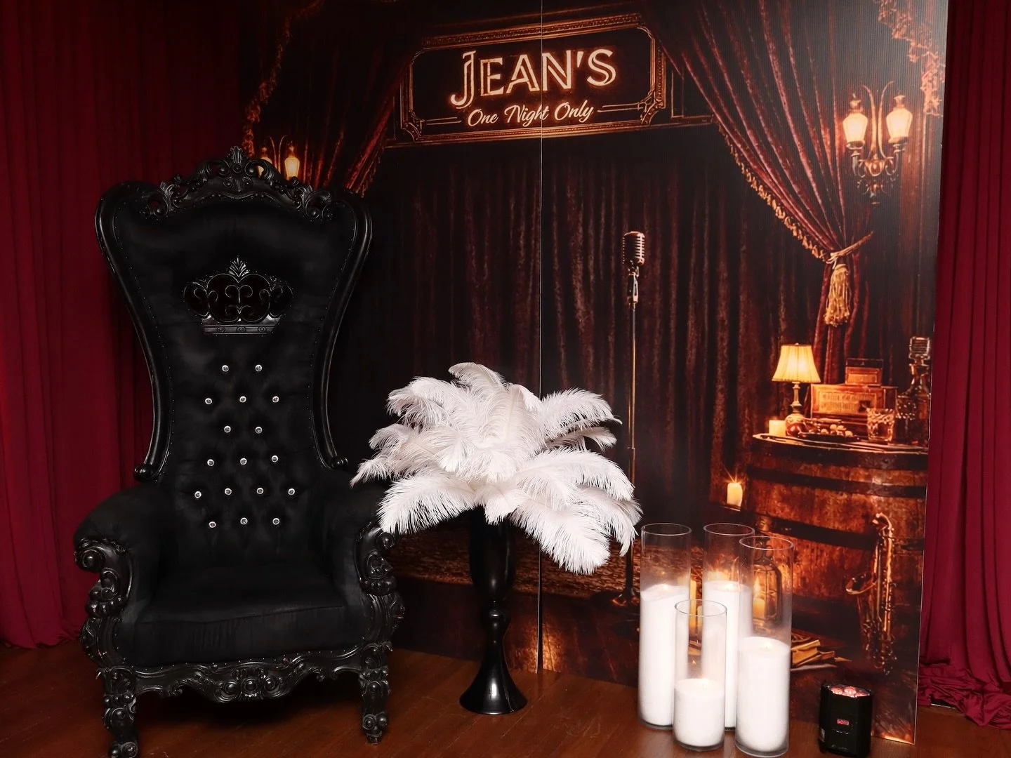A speakeasy-inspired 40th with a focus on mood, detail, and experience.

From the moment guests walked in, every element was designed to feel immersive and intentional.

Jean&rsquo;s &ldquo;One Night Only&rdquo; was all about creating a space that fe
