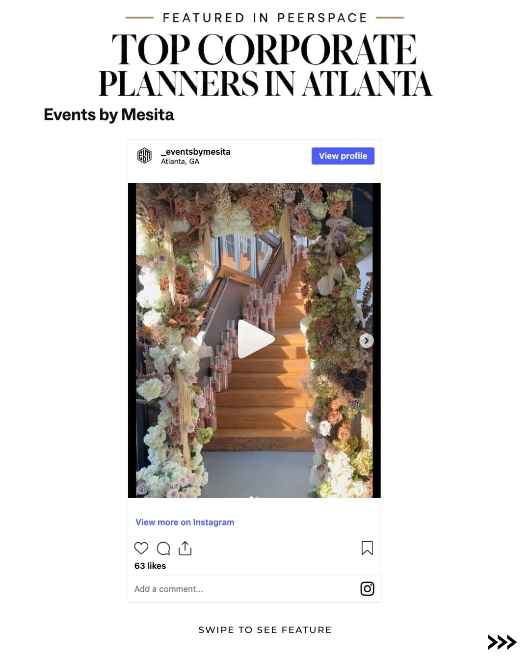 We&rsquo;re honored to be recognized by @peerspace as one of Atlanta&rsquo;s Top 3 Corporate Event Planners! ✨🥂

Since 2014, Events by Mesita has been creating intentional, beautifully curated experiences, from intimate executive gatherings and prod