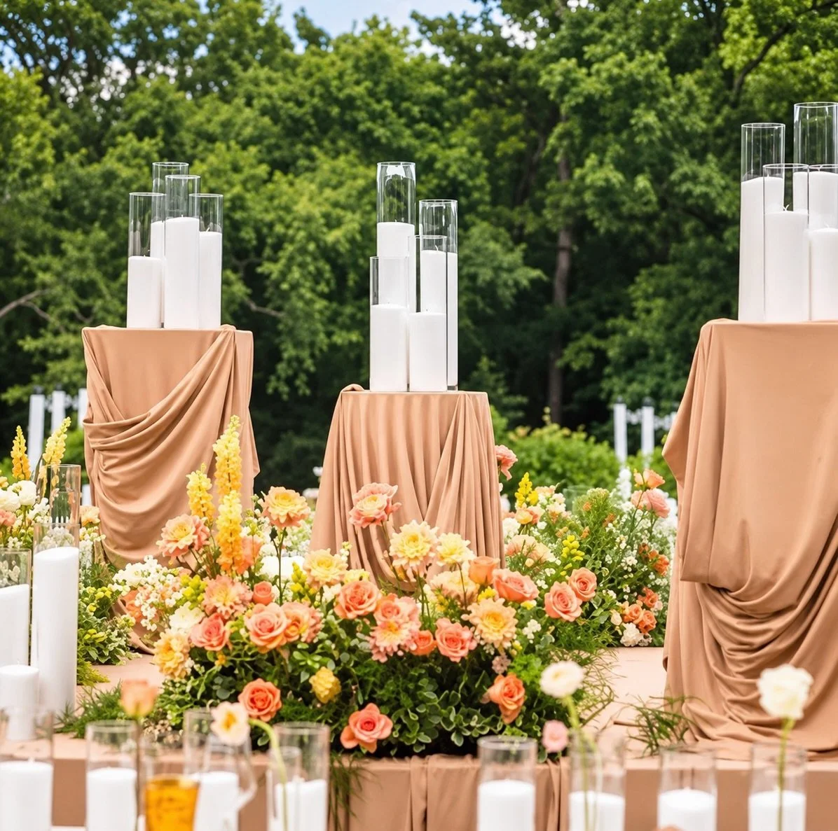 Your celebration deserves a setting this stunning. 💫

Peach florals, elegant draping, and layered candle details bring garden romance to every seat.

Swipe to take it all in, then book your consultation to bring your vision to life.

https://www.eve