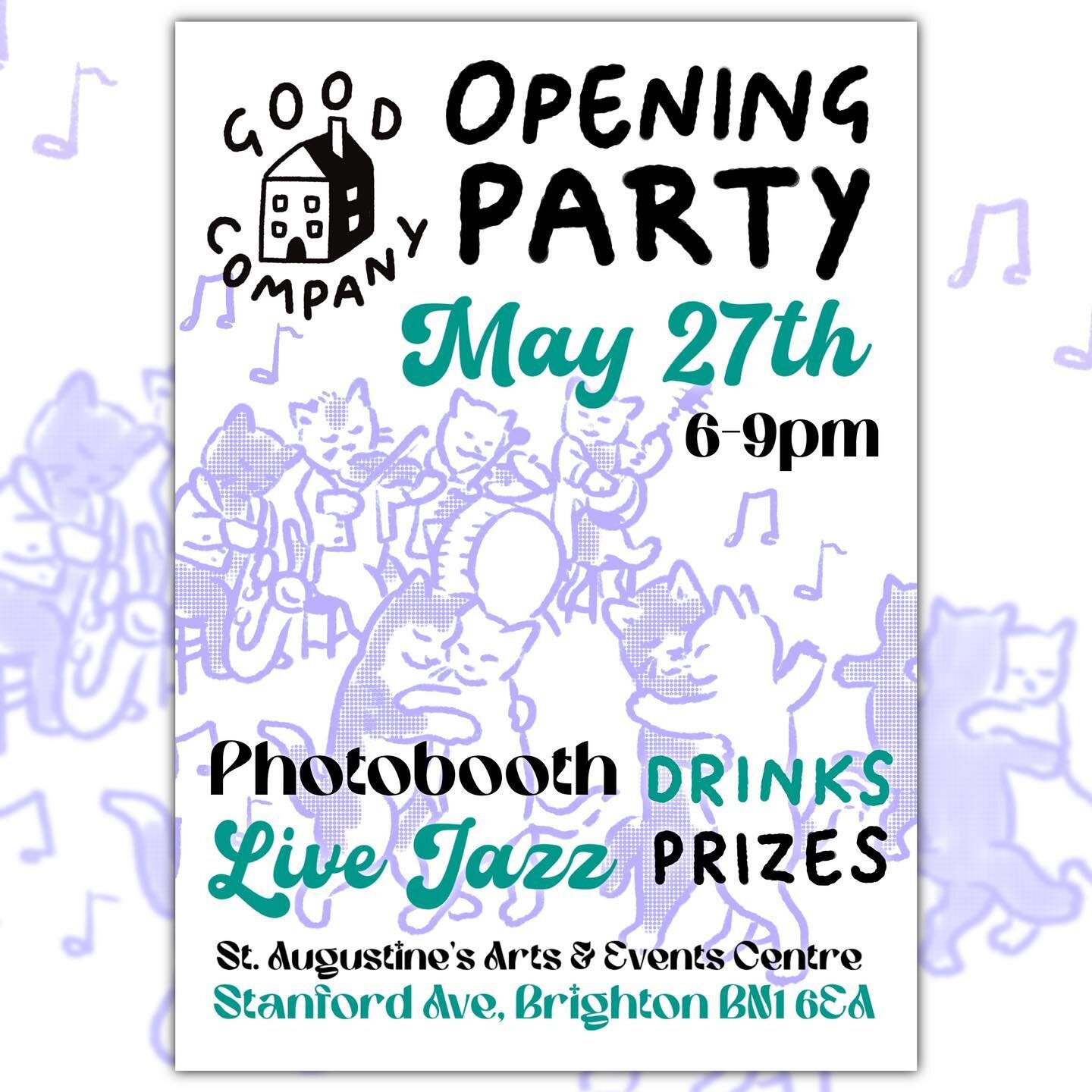 GOOD COMPANY TATTOO invites you to join us celebrate the GRAND OPENING of our wonderful studio!! 

SATURDAY MAY 27th from 6-9pm
@st_augustines_centre 

there will be 
🍹 DRINKS 🍹 
🎷 LIVE JAZZ from &quot;the Stella Homewood quartet&quot;🎷
📸FREE PH