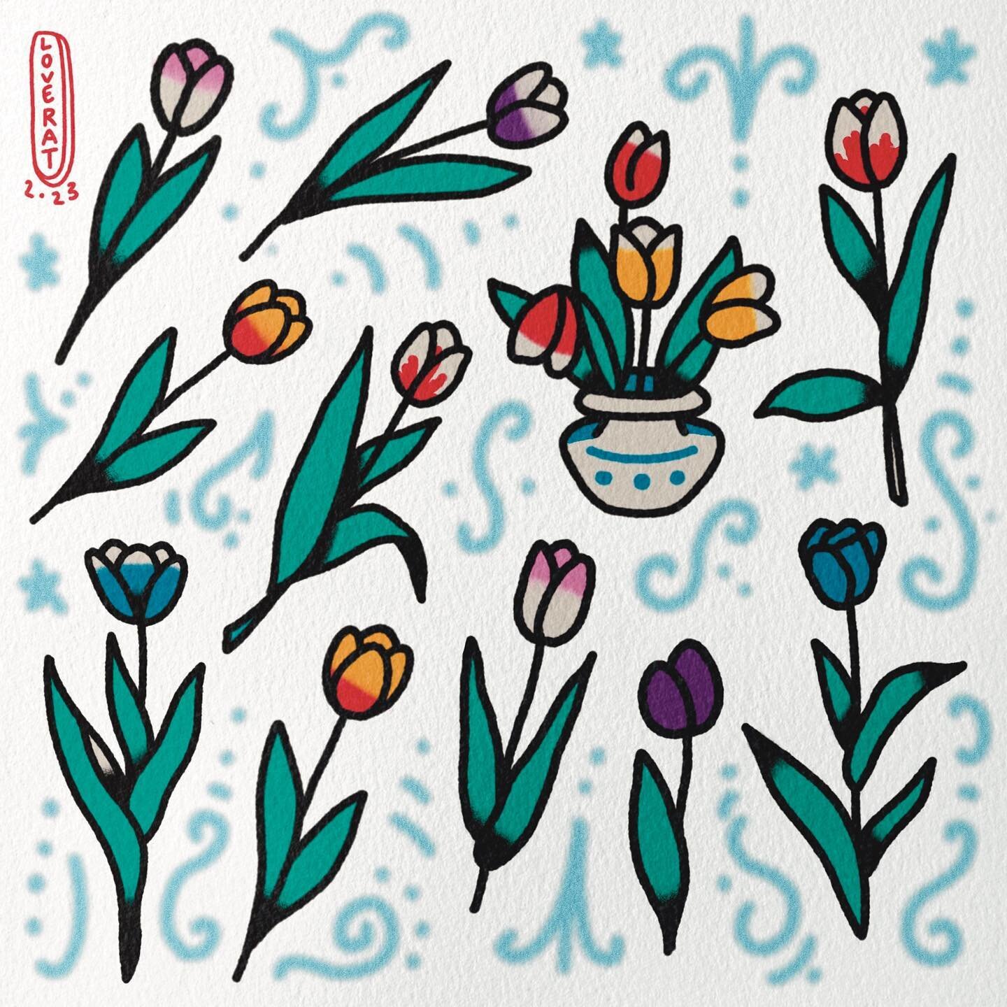 TULIP FLASH 🌷🐀❤️

available to be tattoos for you, all referenced from photos I took on my guest spot in Amsterdam 🌷🌷🌷 

swipe to see them without colour and for placement ideas 😎 if you see anything you'd like you can visit the link in my bio 