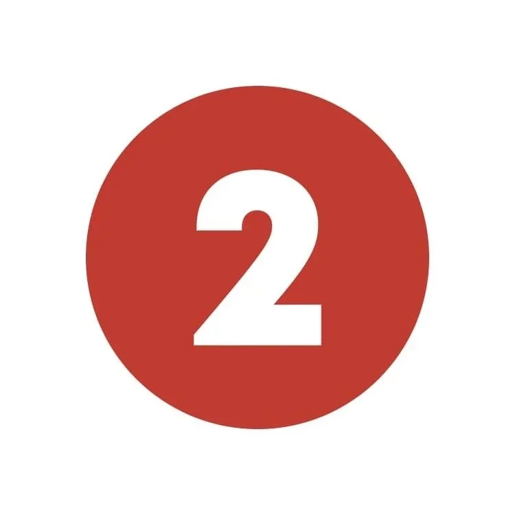 White number 2 inside a red circle on a white background.