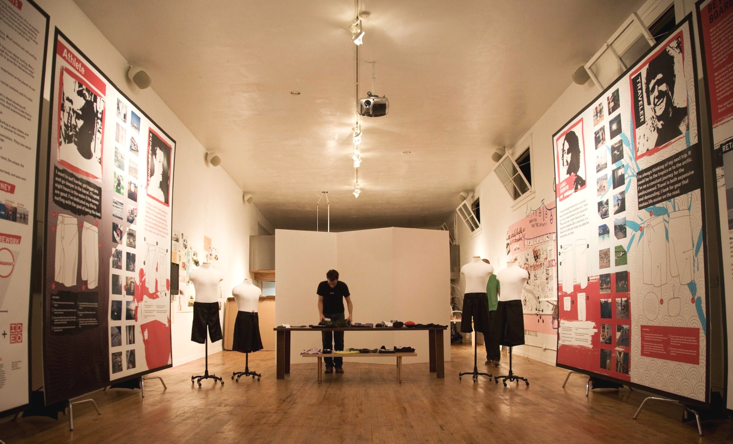 The final exhibit with apparel concepts and posters explaining our work to get there.