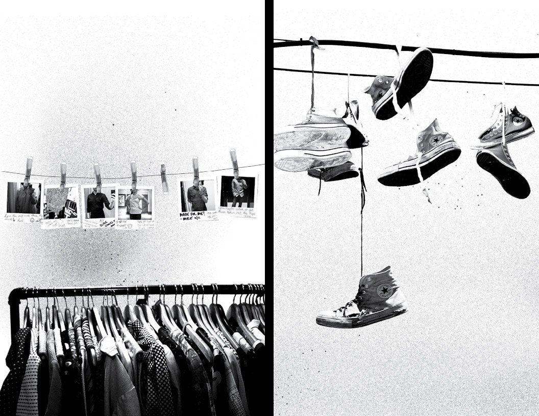 Concept for using polaroids to capture great looks of customers as inspiration rather than mannequins, and a way to retire the old stories captured in your old Chuck Taylors at the store.