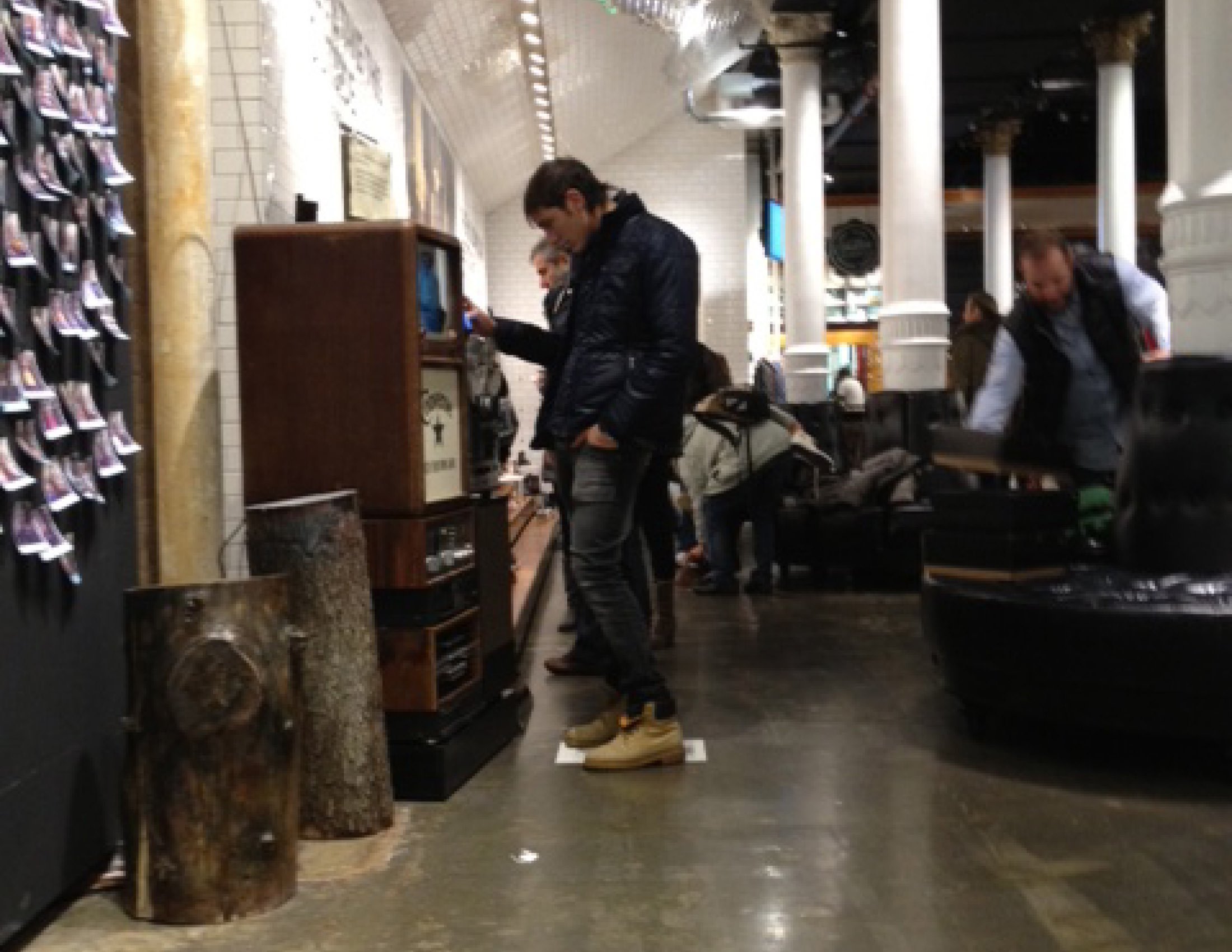 Customers using the jukebox.