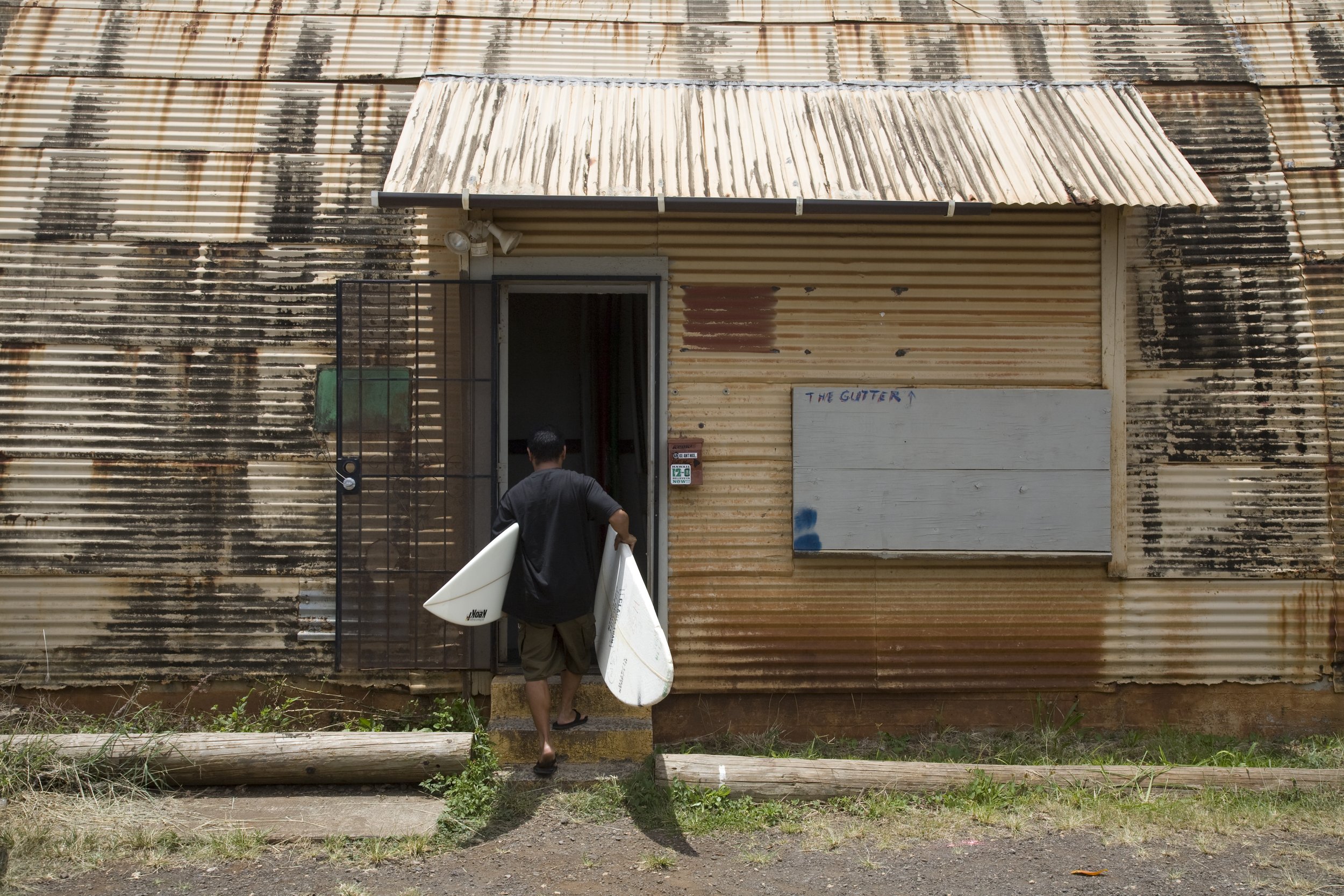 Surfboard shaper's shop in Hawaii.