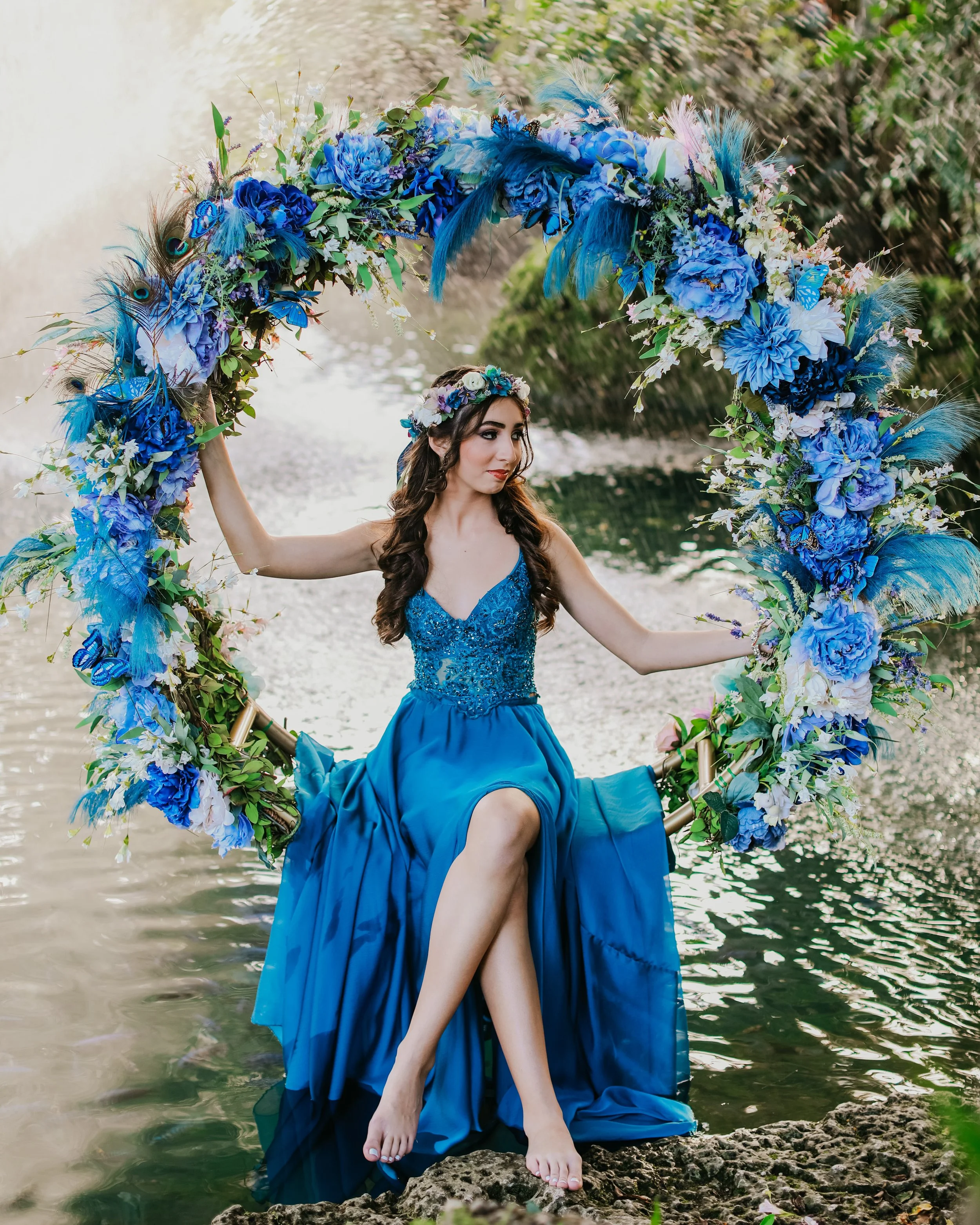 Portrait in Blue Floral Hoop