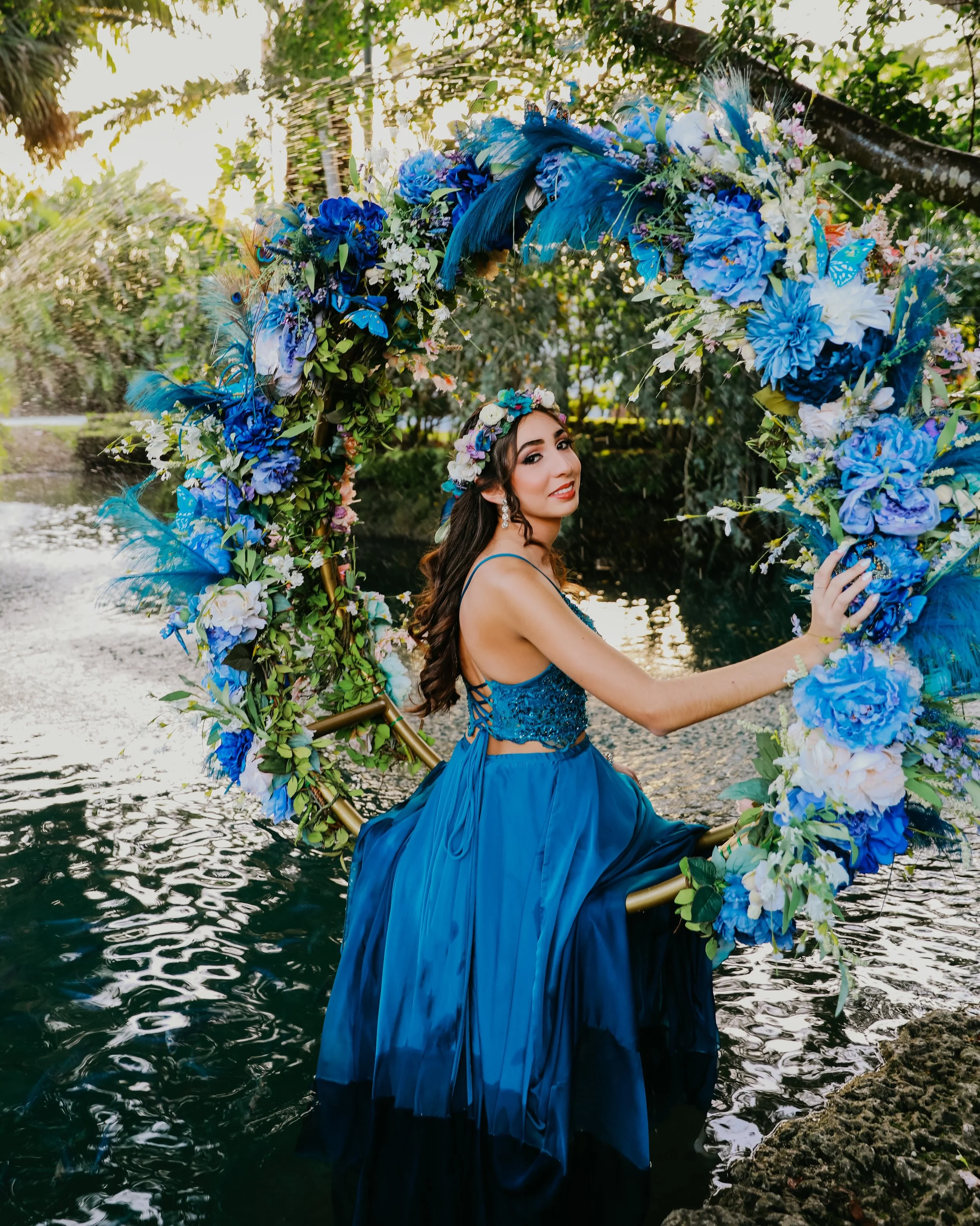 Portrait with Blue Flower Crown