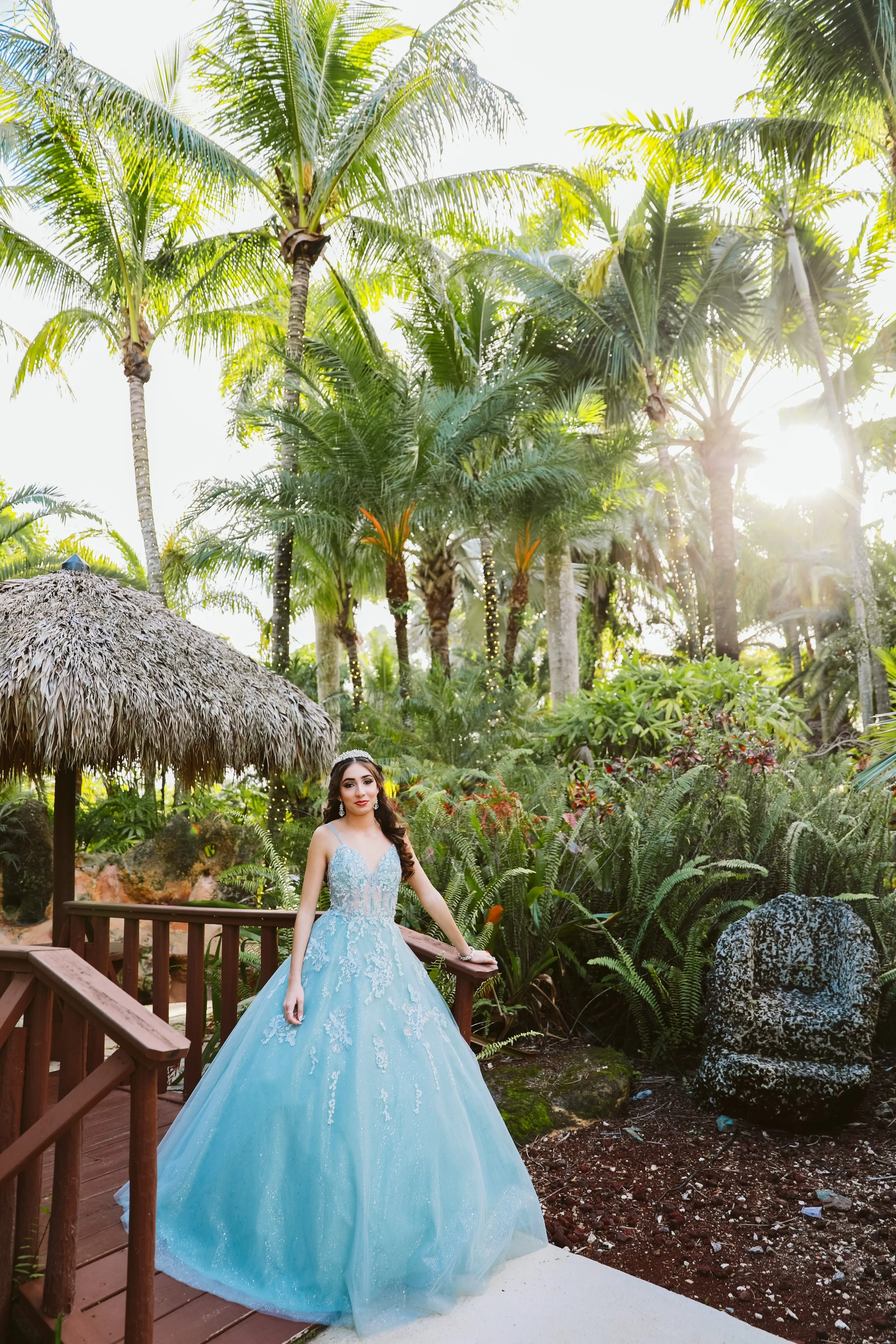 Blue Ballgown Portrait at Garden