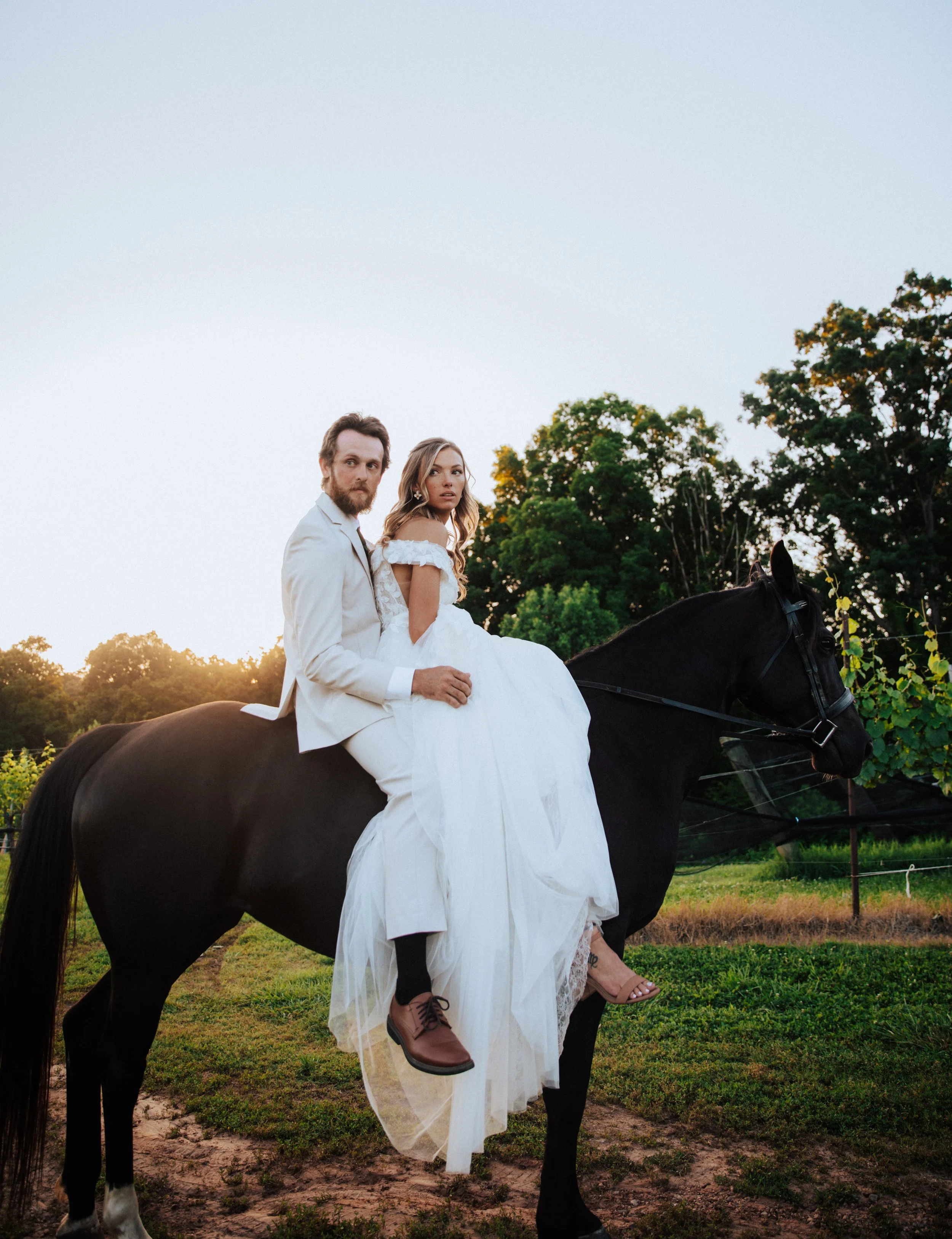 Romantic Georgia Wedding Portrait on Horse
