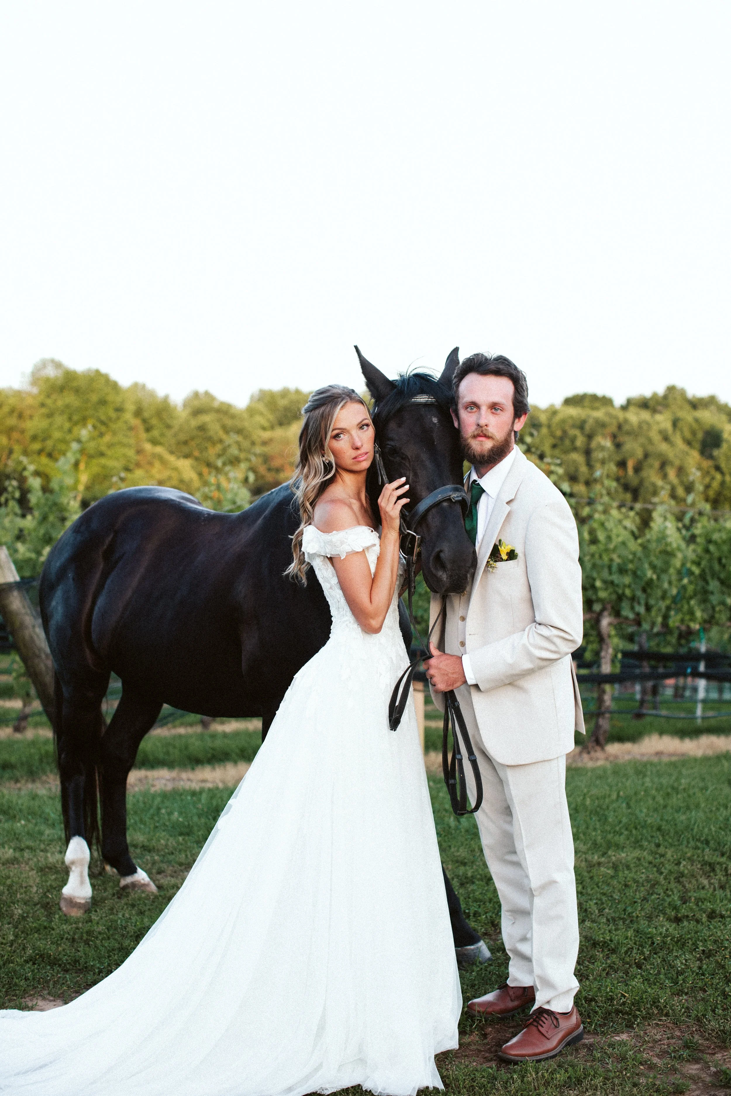 Romantic Wedding Portrait with Horse in Georgia