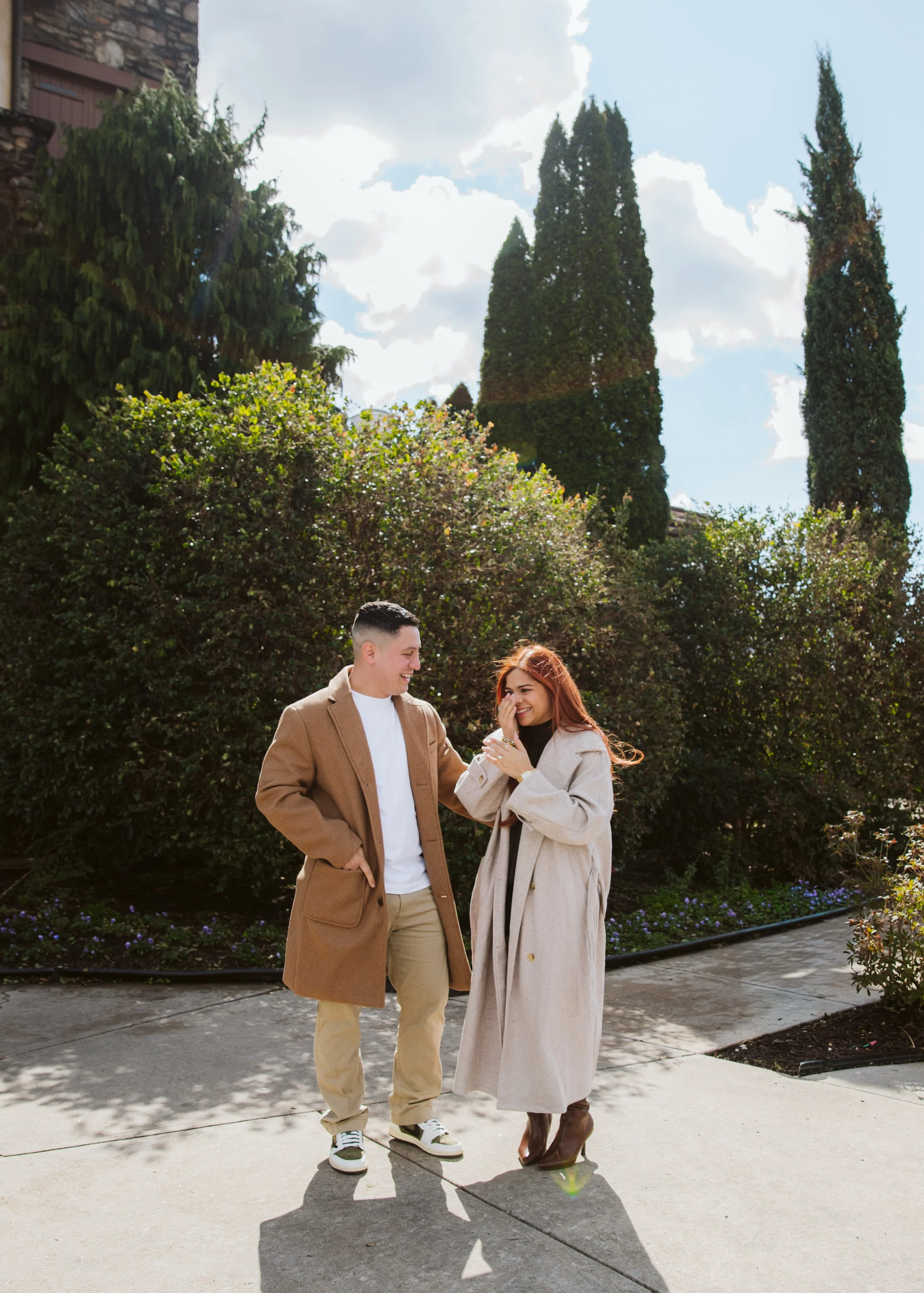 Engaged Couple Walking at Montaluce